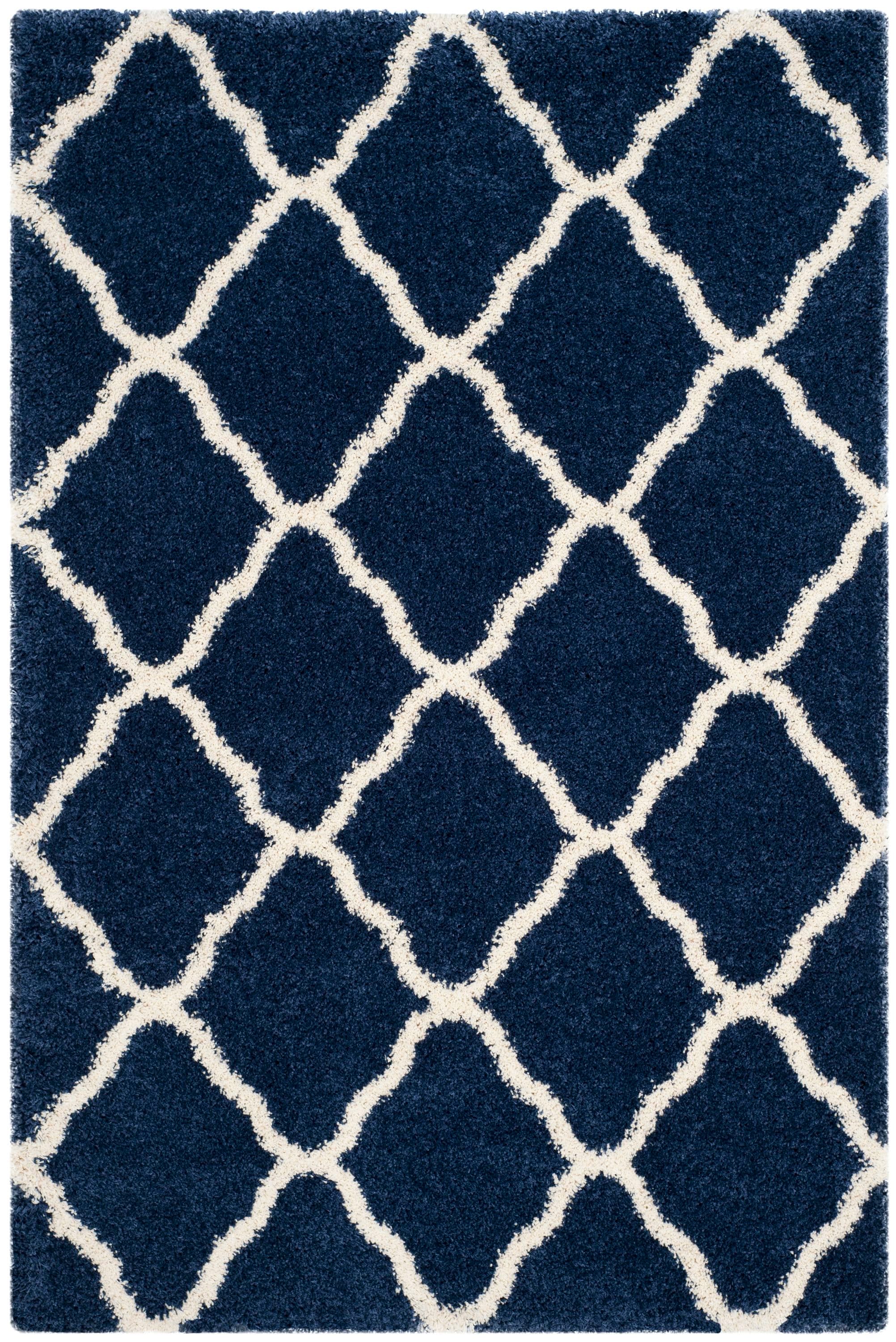 Safavieh SGH283C-6 Hudson Sabine Shag 6 x 9 (ft) Loomed Polypropylene Navy/Ivory Rectangular Indoor Trellis Area rug