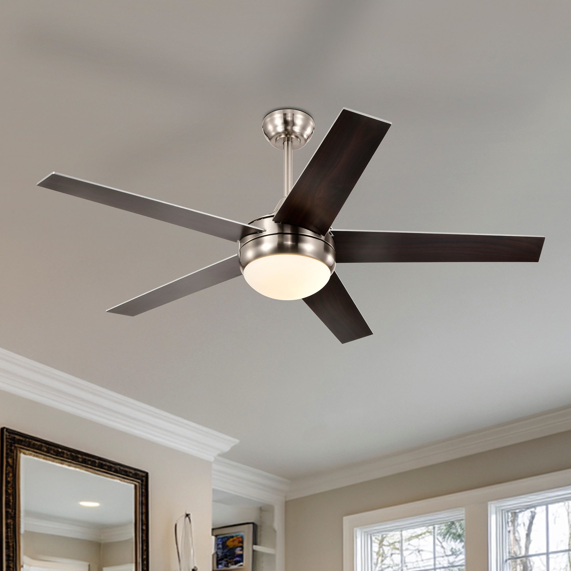 Edvivi Barkley 52-in Brushed Nickel with Sliver / Dark Walnut