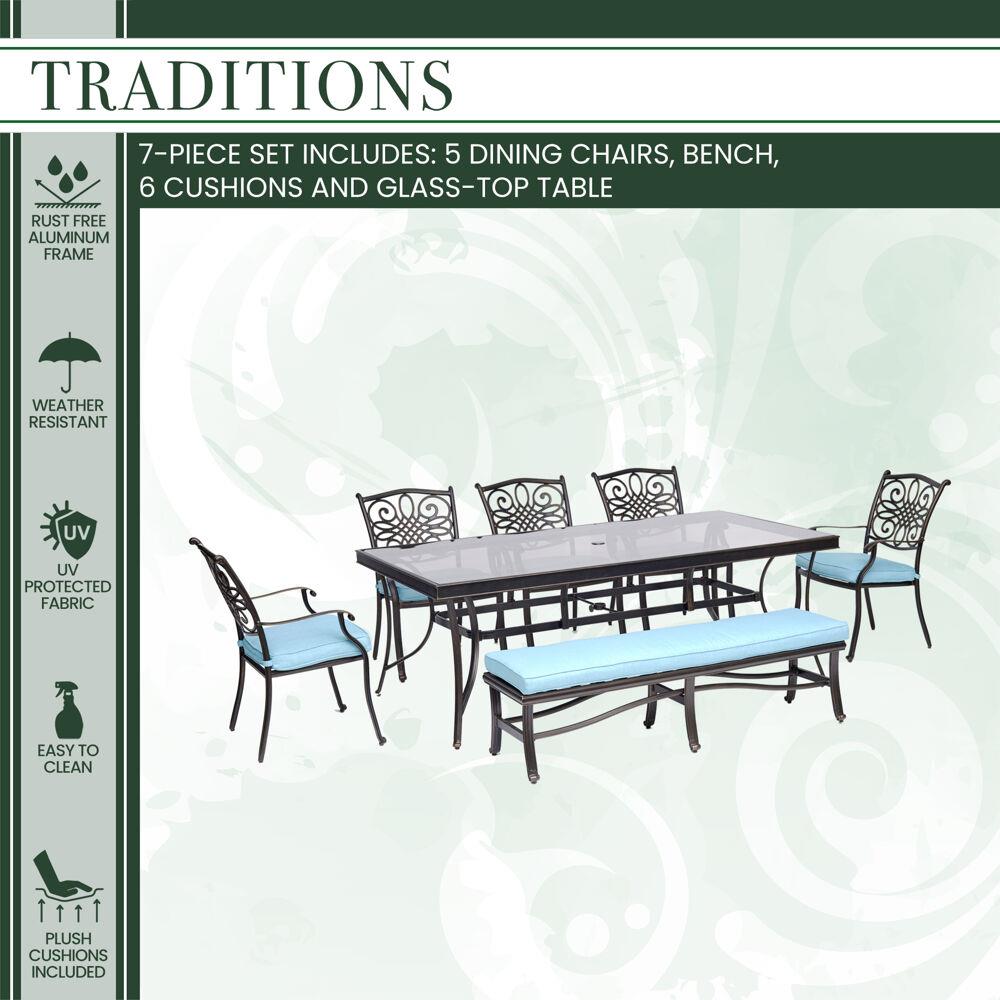 Hanover TRADDN7PCGBN-BLU Patio-Dining-Sets - View #2