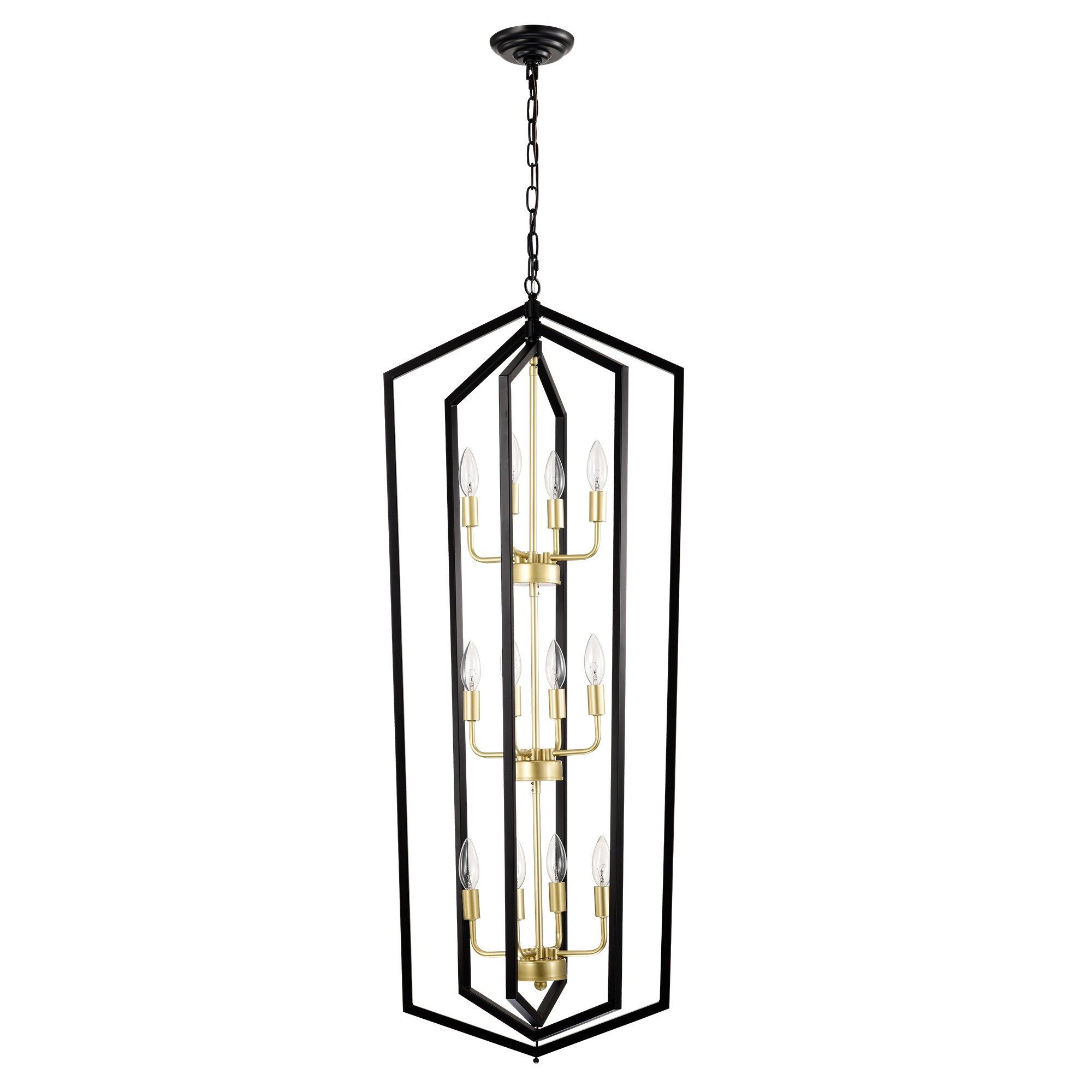 Flynama 12 -Light Matte Black Metal Chandelier