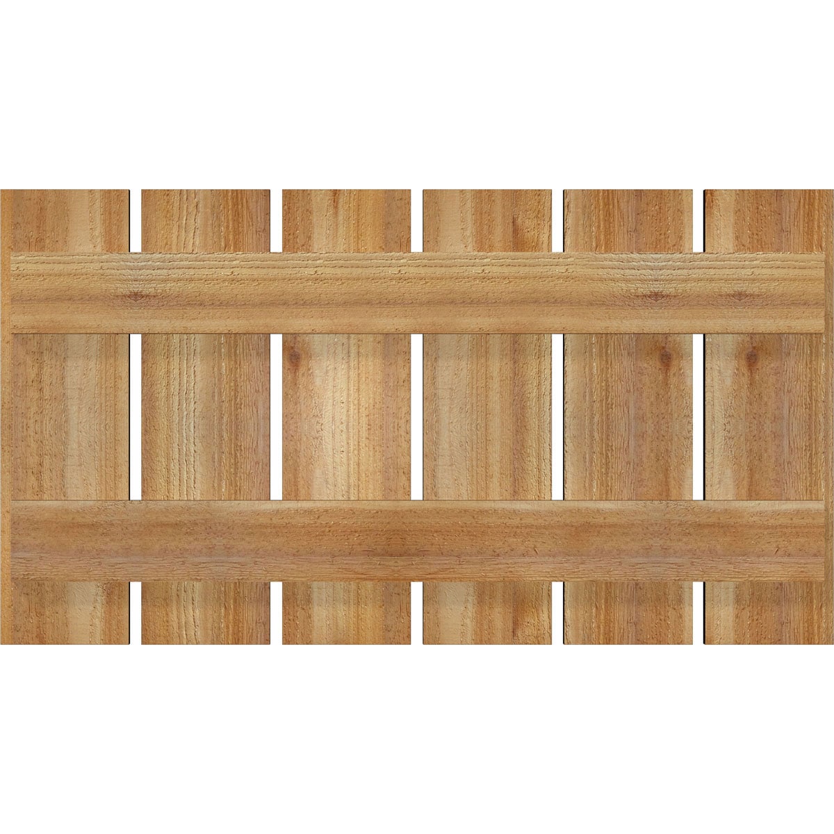 Ekena Millwork RBS06S35X019RWR 34.75-in W x 19-in H Unfinished Paintable/Stainable Board and batten Spaced Wood Exterior Shutters ( 2 -Pack )