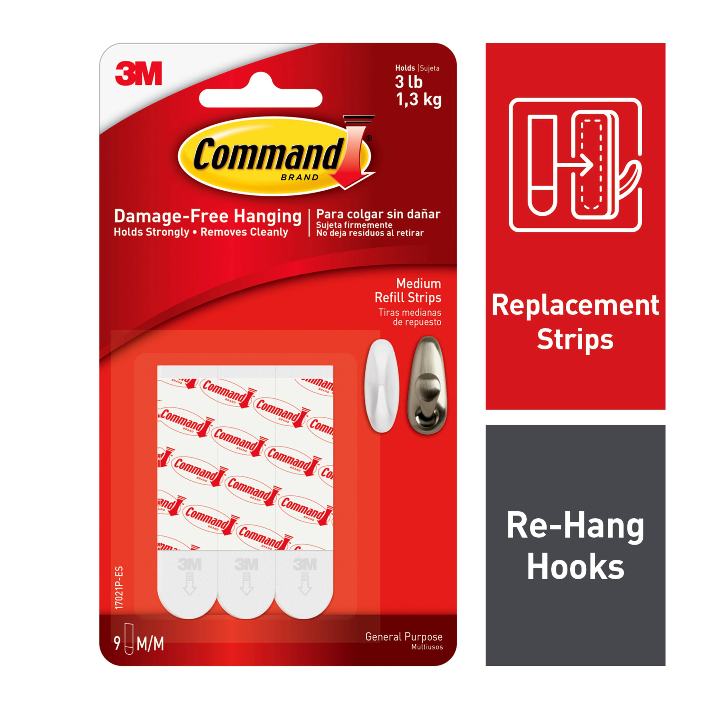 Command Medium 9-Pack White Adhesive Refill Hook Strips (3-lb Capacity)