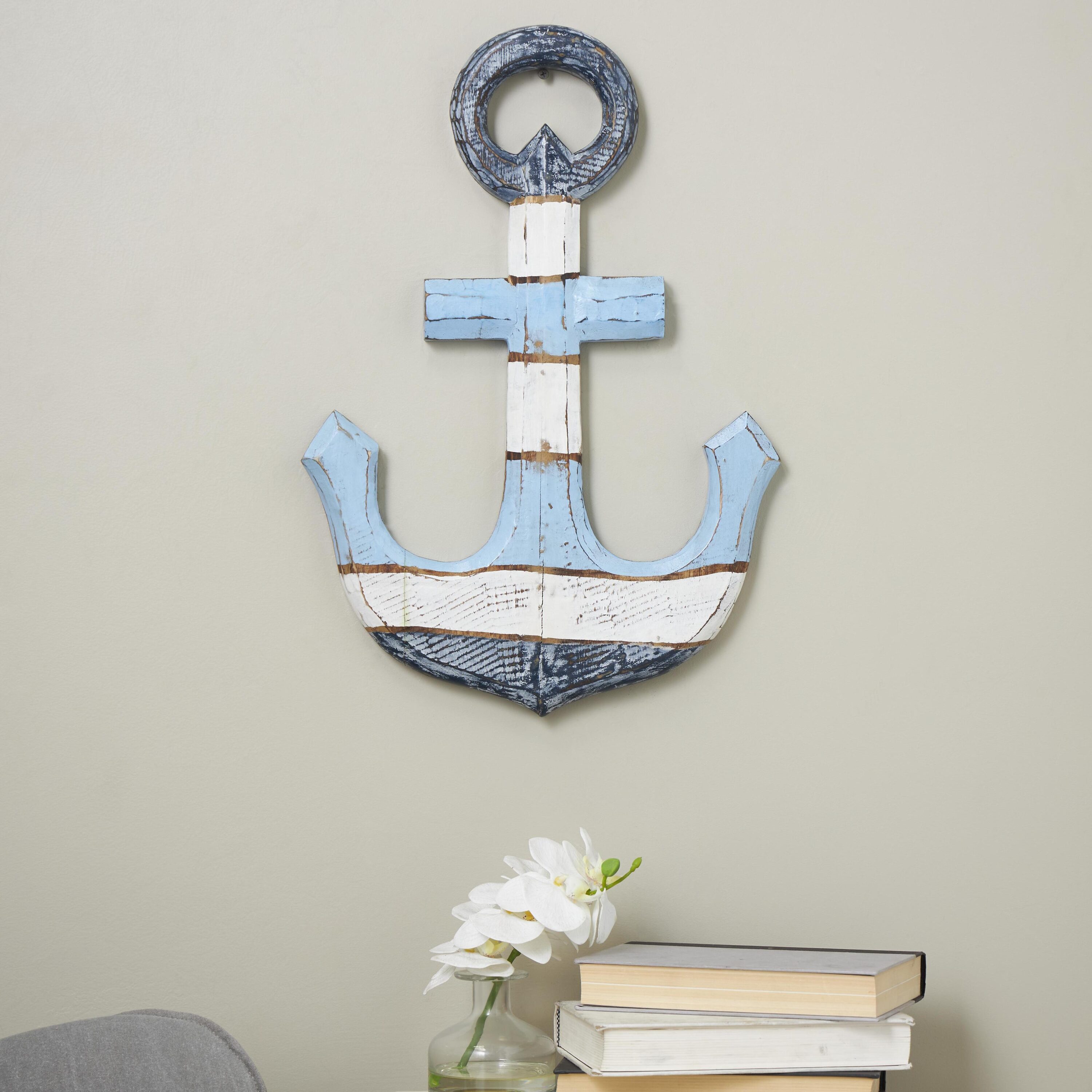 Grayson Lane 822722 15-Inches W x 21.5-Inches H Wood Anchor Nautical Wall sculpture