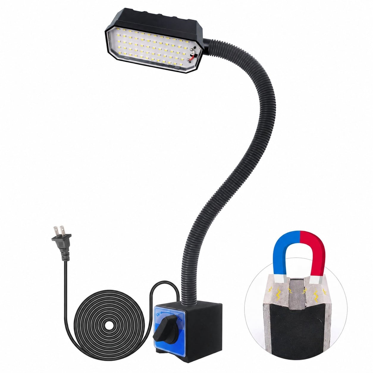 IUEST  Magnetic Work Light 2000 Lumens Led Machine Light with Strong Magnetic Base 20 inch Flexible Lamp for Garage Workshop Bandsaw Lathe Drill