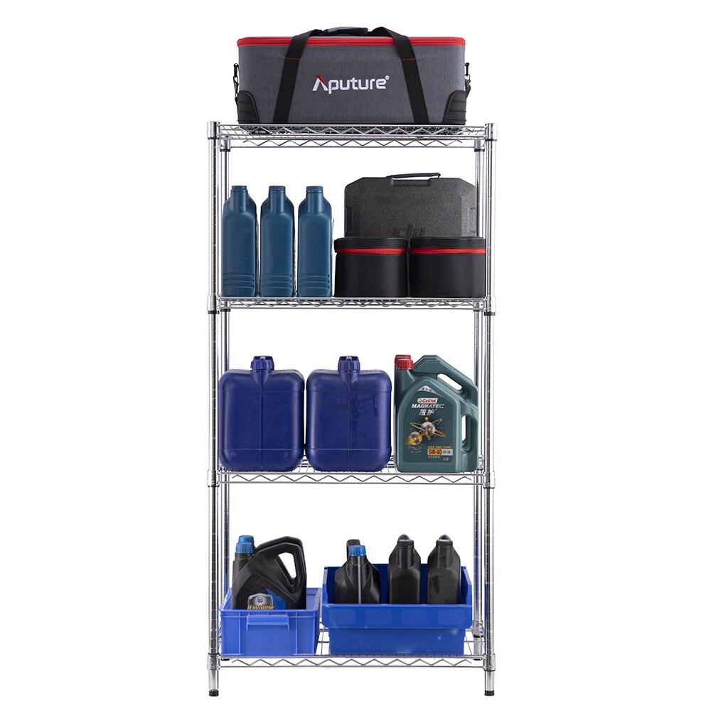 MZG U4575150OIBH412KC Steel Heavy Duty 4 -Tier Utility shelving unit ( 30-in W x 18-in D x 59-in H ) ( Chrome , ( 600-lb lbs. Capacity Per Shelf )
