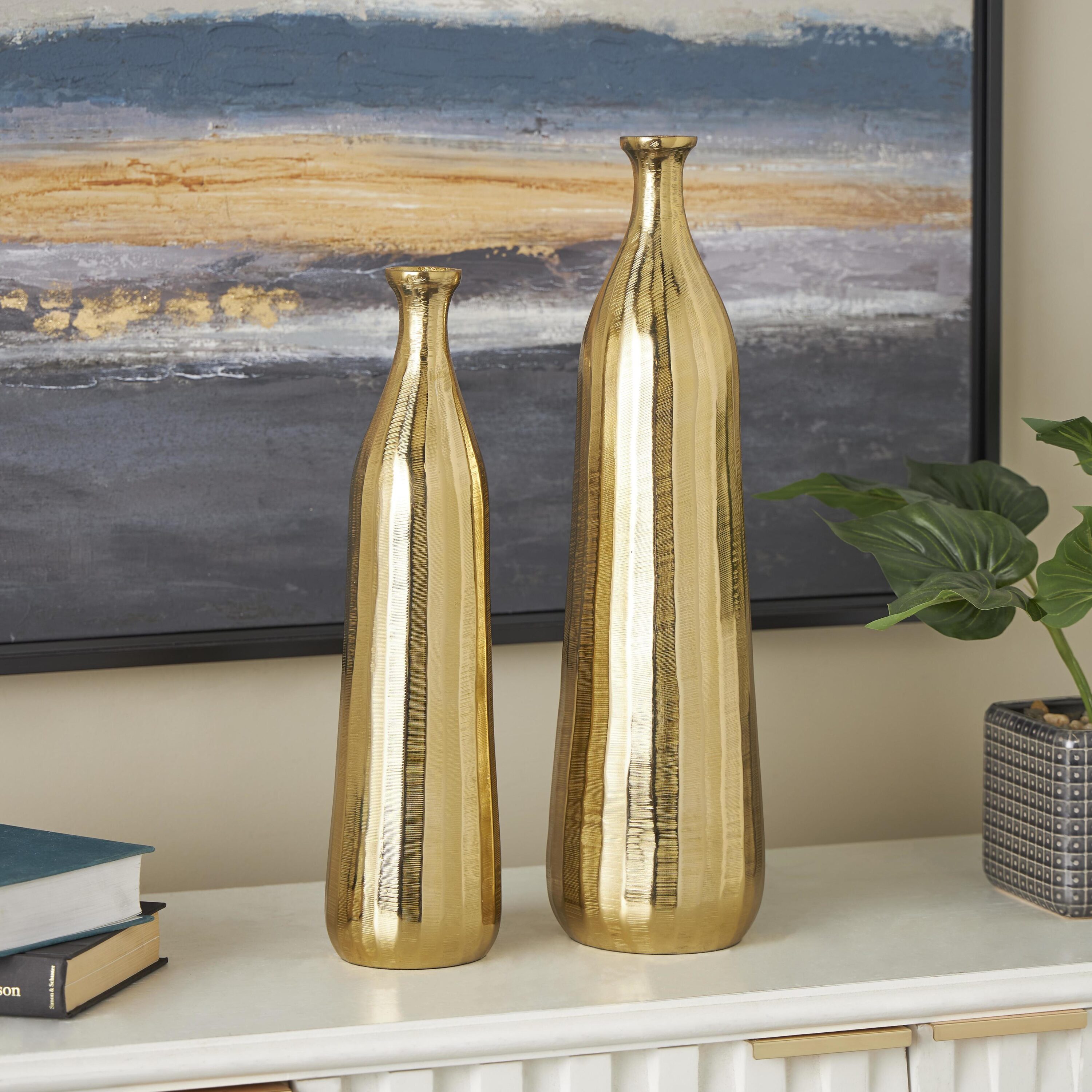 Grayson Lane 822984 2 -Pack Gold Aluminum Glam Vase
