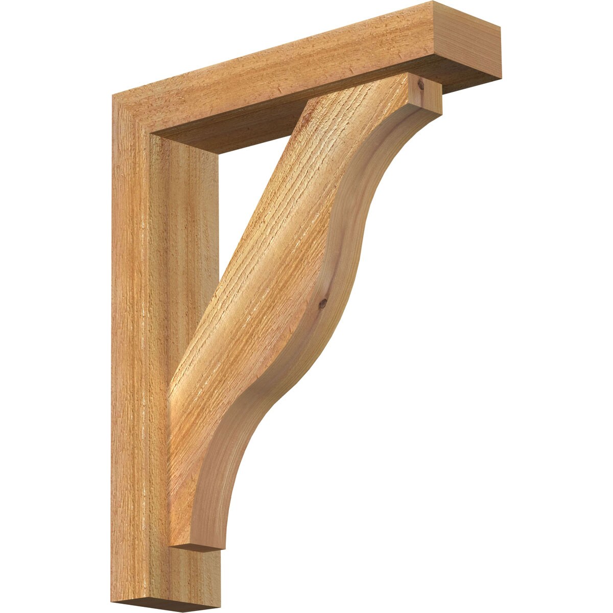 Ekena Millwork 1462209 Funston Block Rough Sawn Bracket with Offset Brace 4-in x 16-in x 20-in Western red cedar Brown Wood Standard bracket