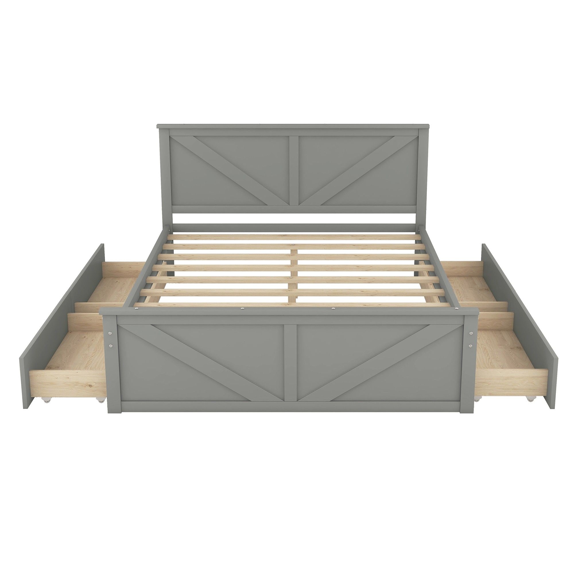 Yiekholo Gray Queen Wood Platform Bed With Storage In The Beds ...