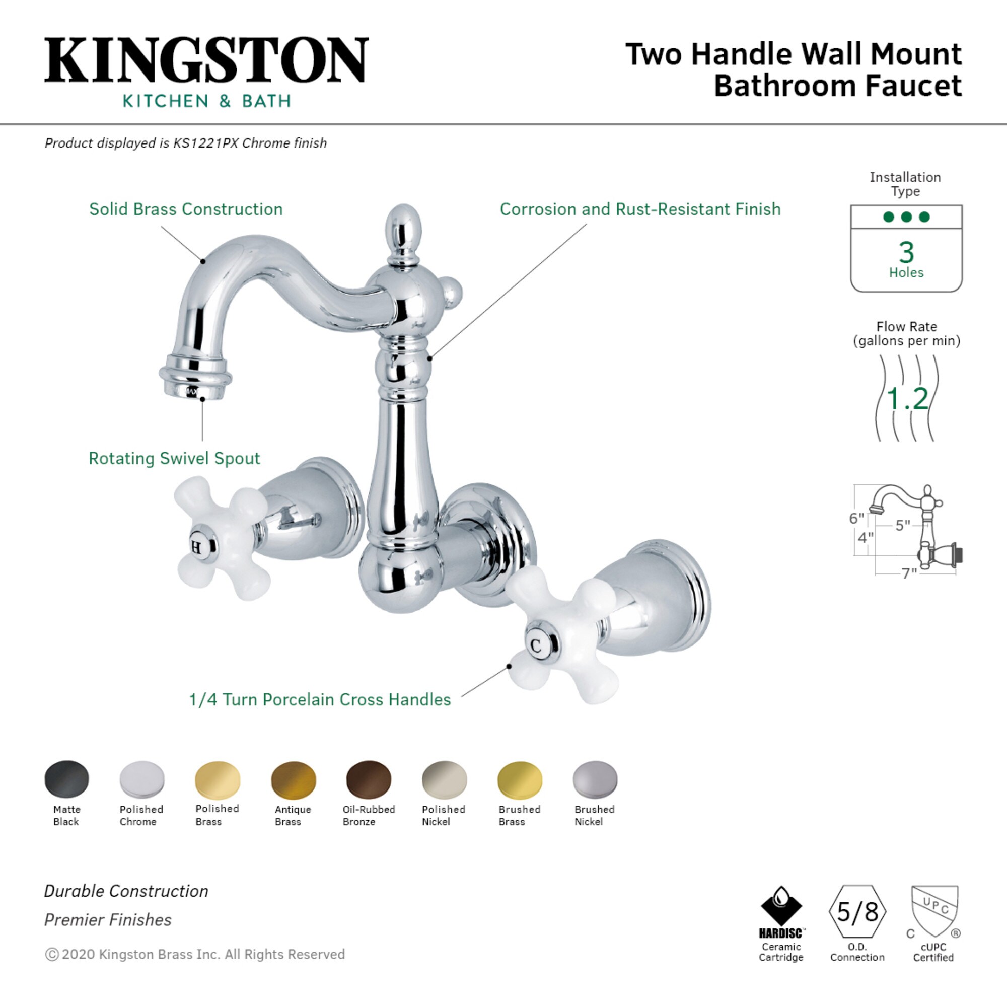 Kingston Brass WLKS1226PX Lavatory-Faucets - View #2