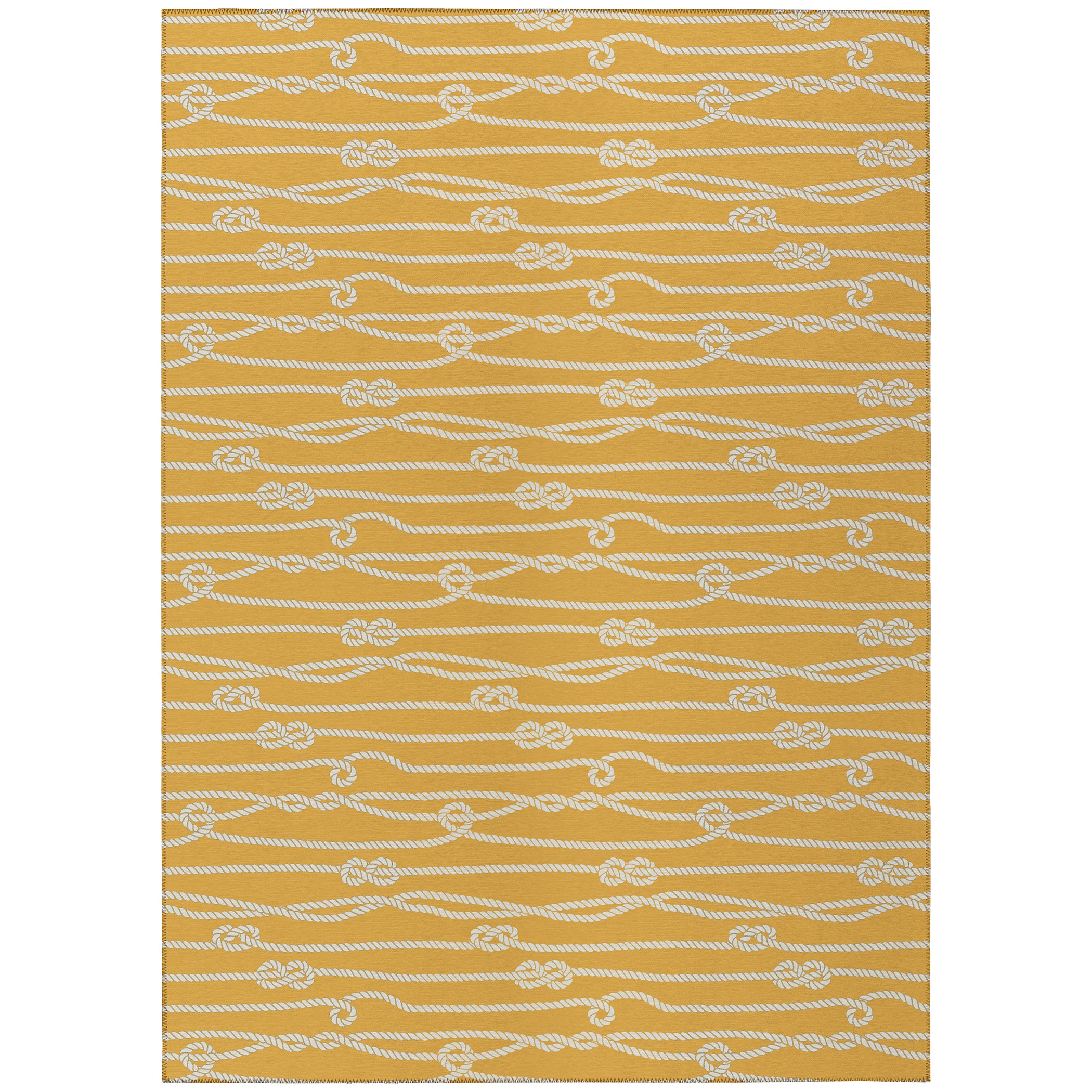 Gilded Yellow and White Flat Woven Chenille 10' x 14' Rug