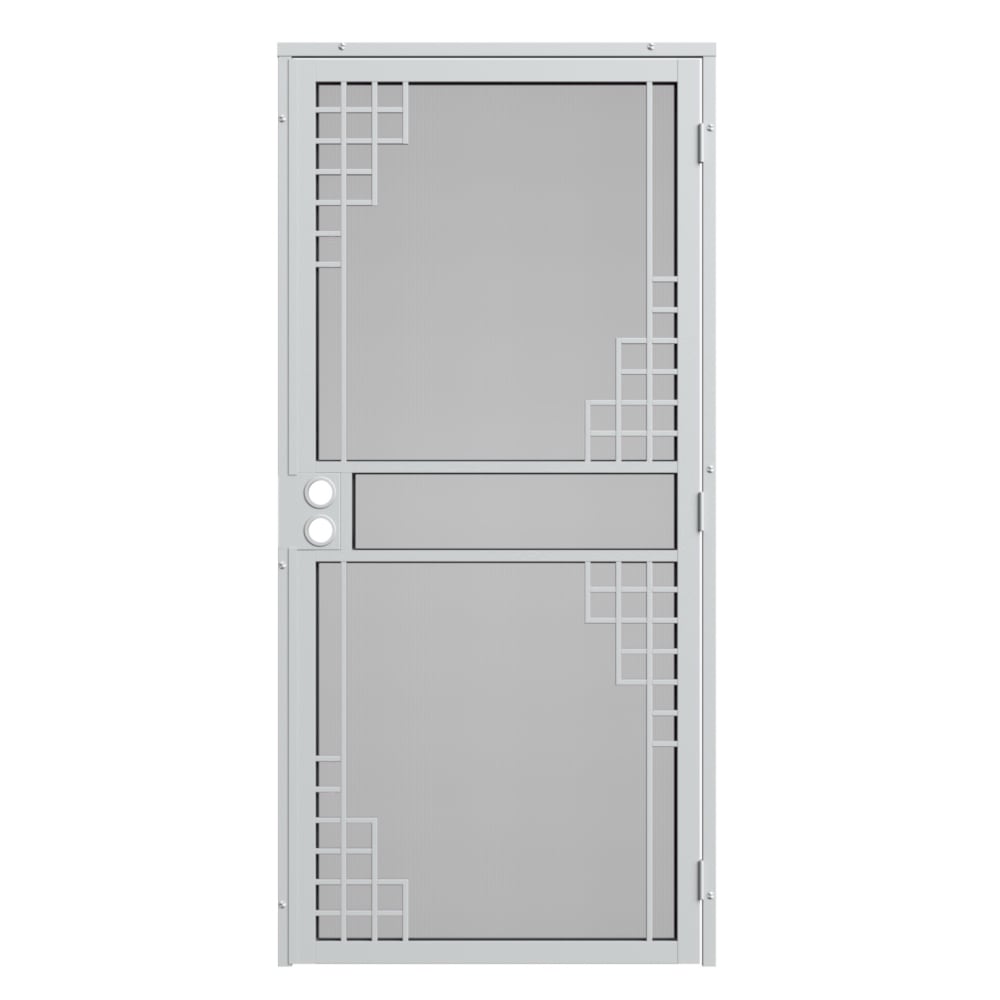 Monterey 32-in x 81-in White Steel Surface Mount Security Door with Black Screen | - Gatehouse 91905031
