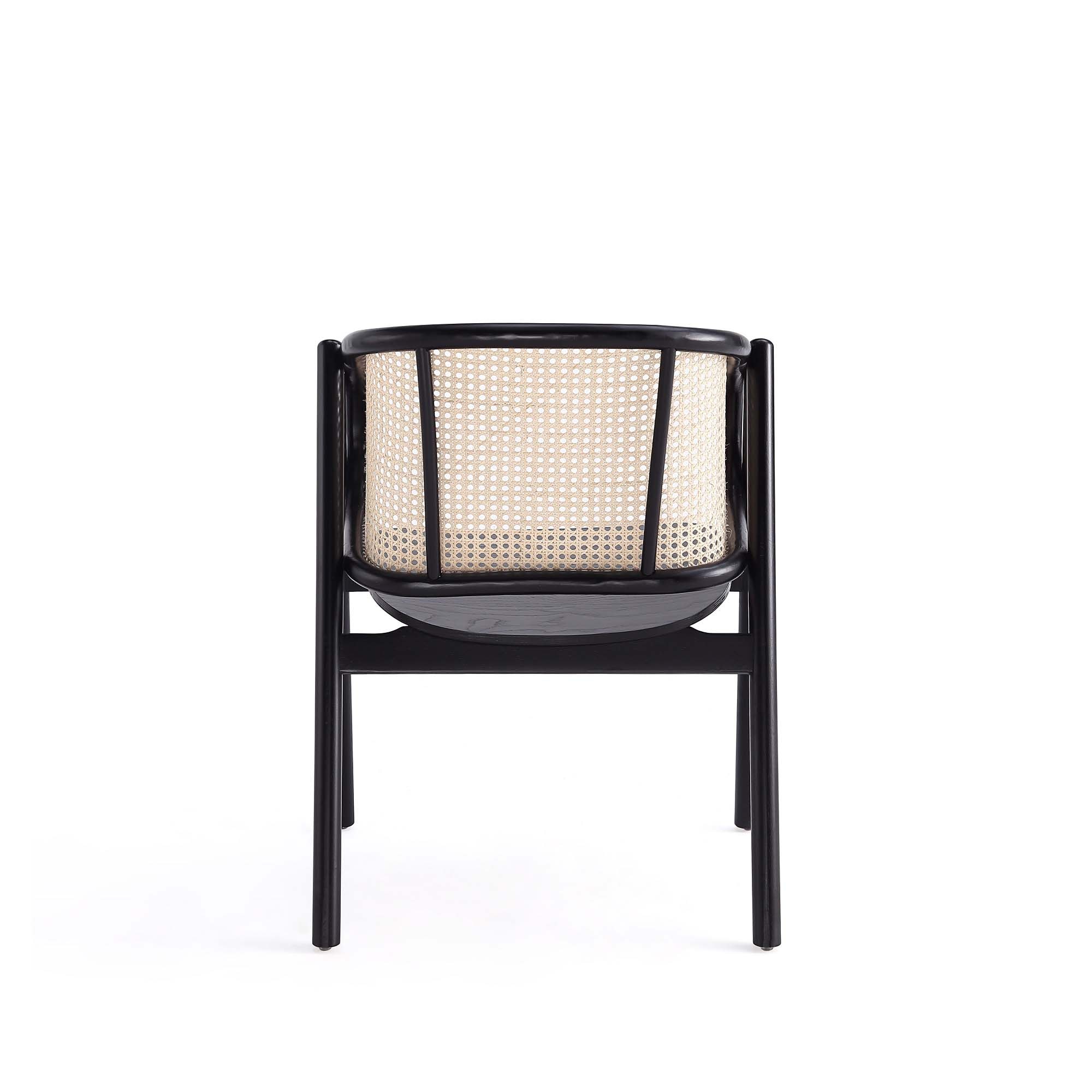 Black Ash Wood Round Dining Table with 4 Cane Chairs