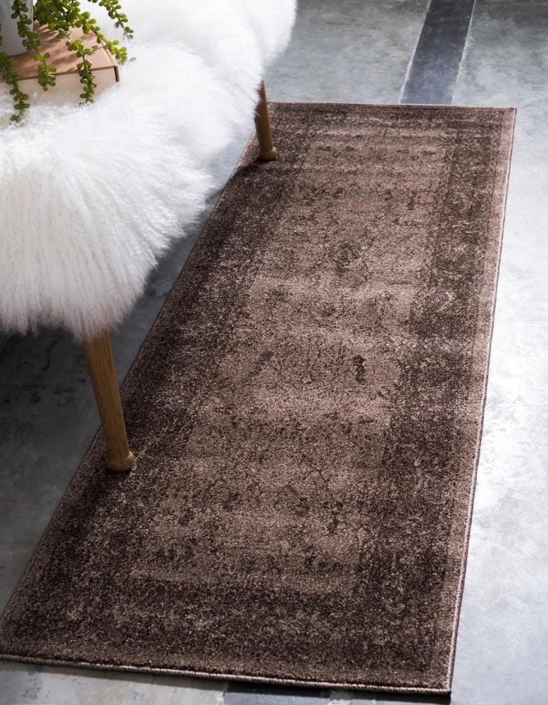 Unique Loom 3114640 Floral La Jolla 3 x 10 (ft) Loomed Polypropylene Light Brown/Dark Brown Rectangular Indoor Floral/Botanical Runner rug