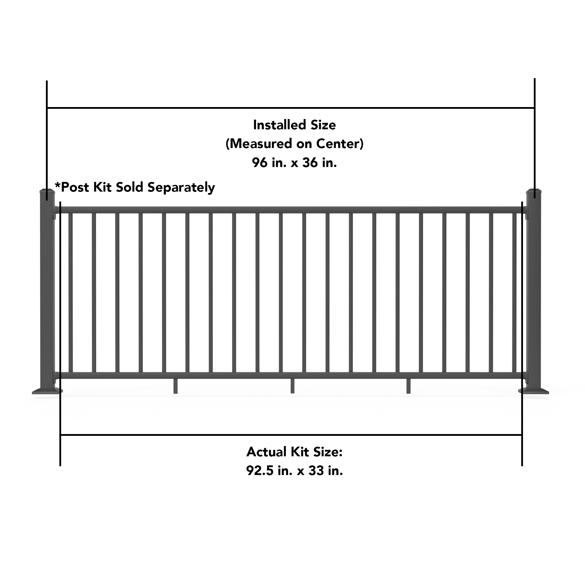 Deckorators Pre Assembled 8 Ft X 225 In X 3 Ft Matte Black Aluminum Deck Rail Kit In The Deck