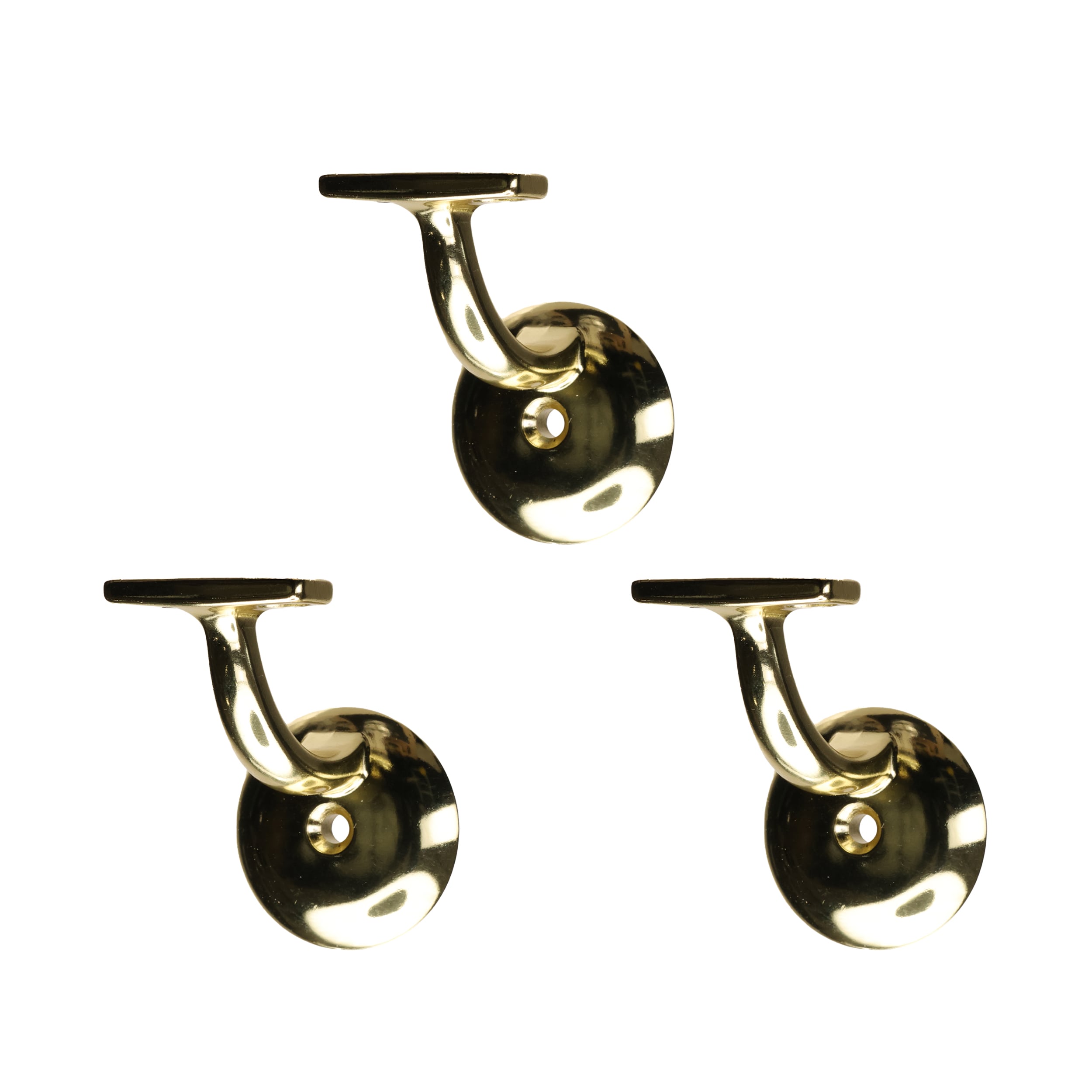 RELIABILT WG3003BB 2.75-Inches x 3-Inches Bright Brass (3-Pack) Finished Zinc alloy Handrail bracket
