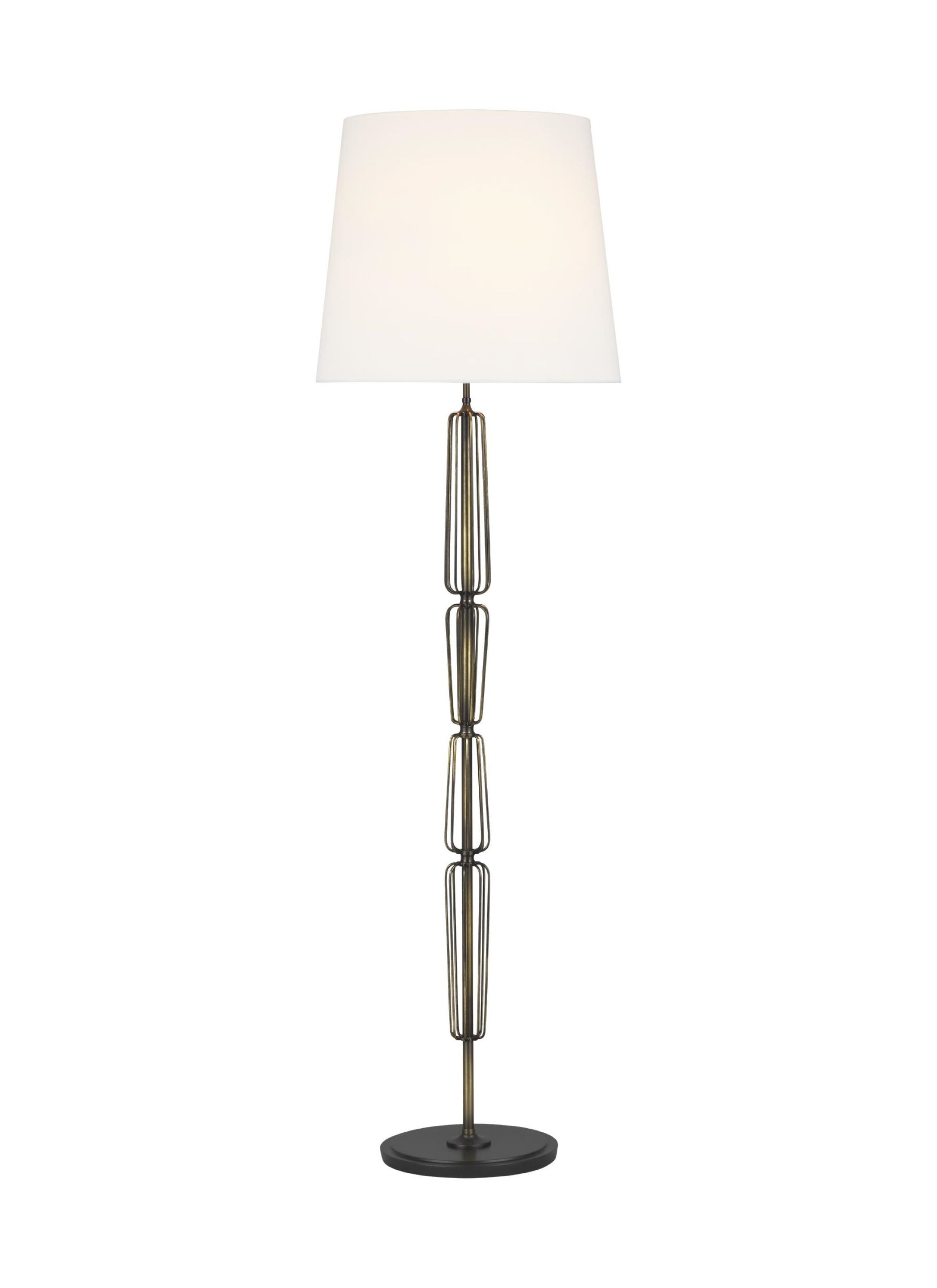 Generation Lighting TT1112AB1 Milo 70-Inches Atelier Brass Standard Floor Lamp with Linen Shade