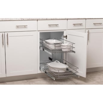 Simply Put 14-in W x 19.1875-in H 2-Tier Pull Out Metal Soft Close Cabinet Organizer Simply Put 14-in W x 19.1875-in H 2-Tier Pull Out Metal Soft Close Cabinet Organizer