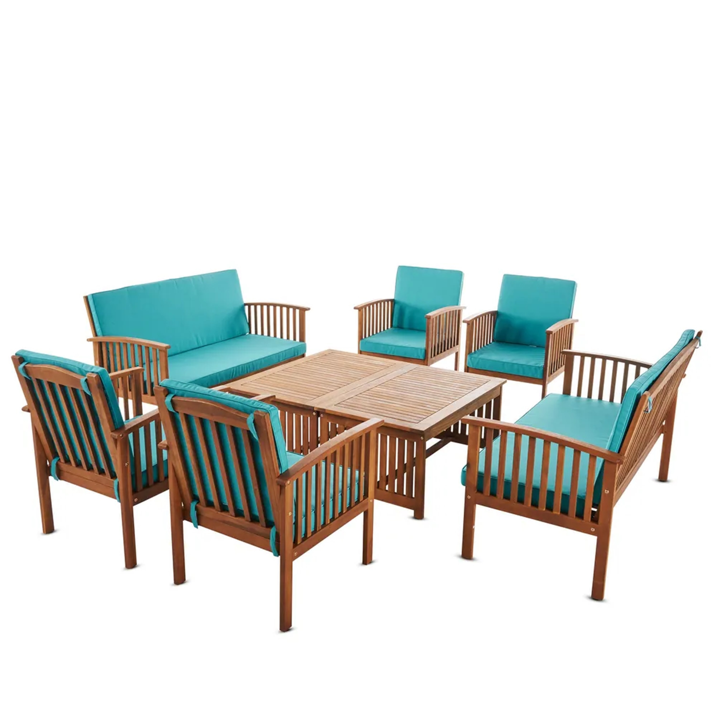 AAZJ JDG-229AAA Patio Conversation Sets 8 -Piece Patio Conversation Set with Light Blue Cushions