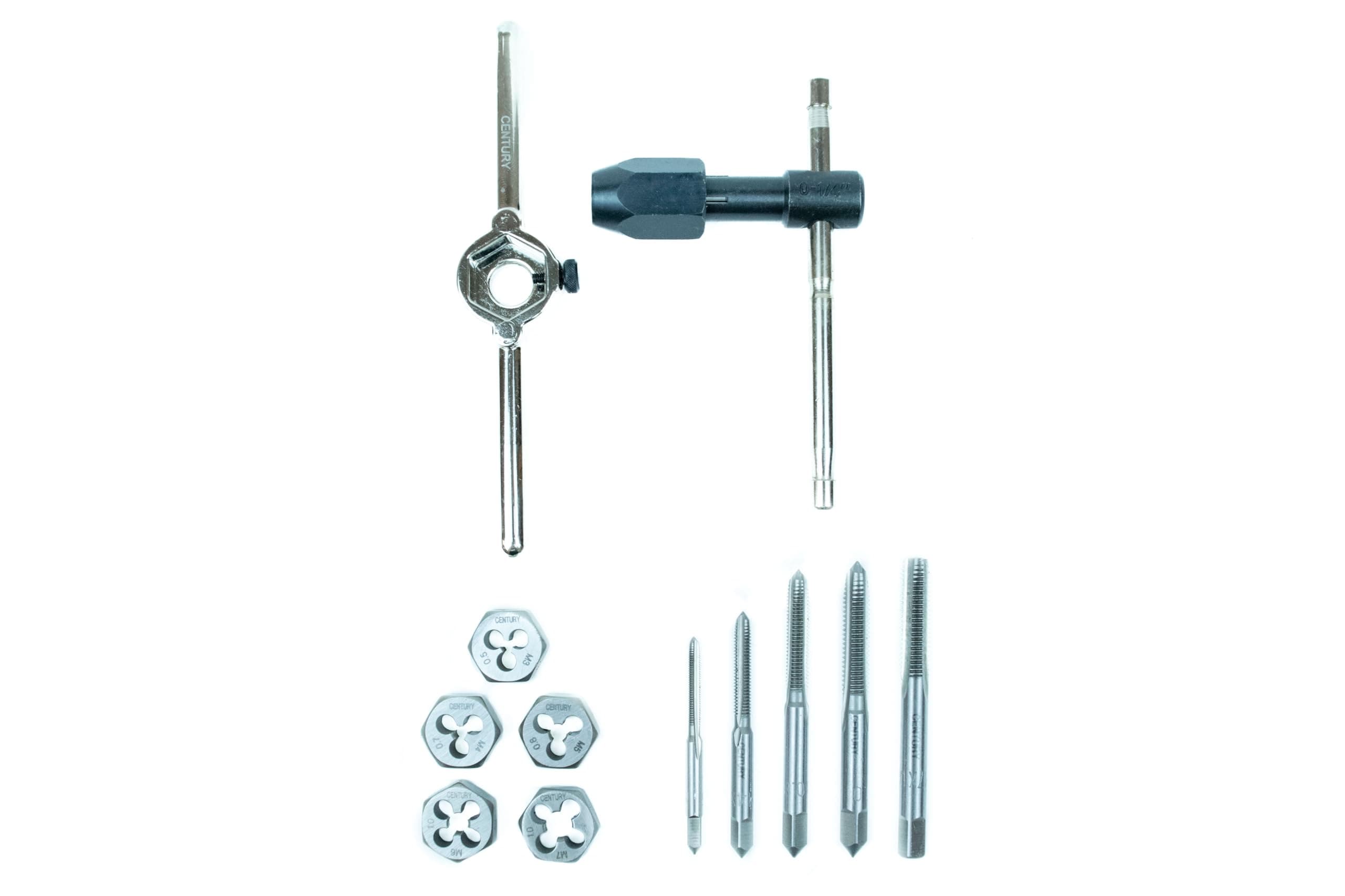 Century Drill & Tool Century Drill Tool 12 Piece Metric Tap Die Set 98926; Ideal for Mechanics Maintenance Work Fabrication and General Repairs 5/8 Across the Flats #98926