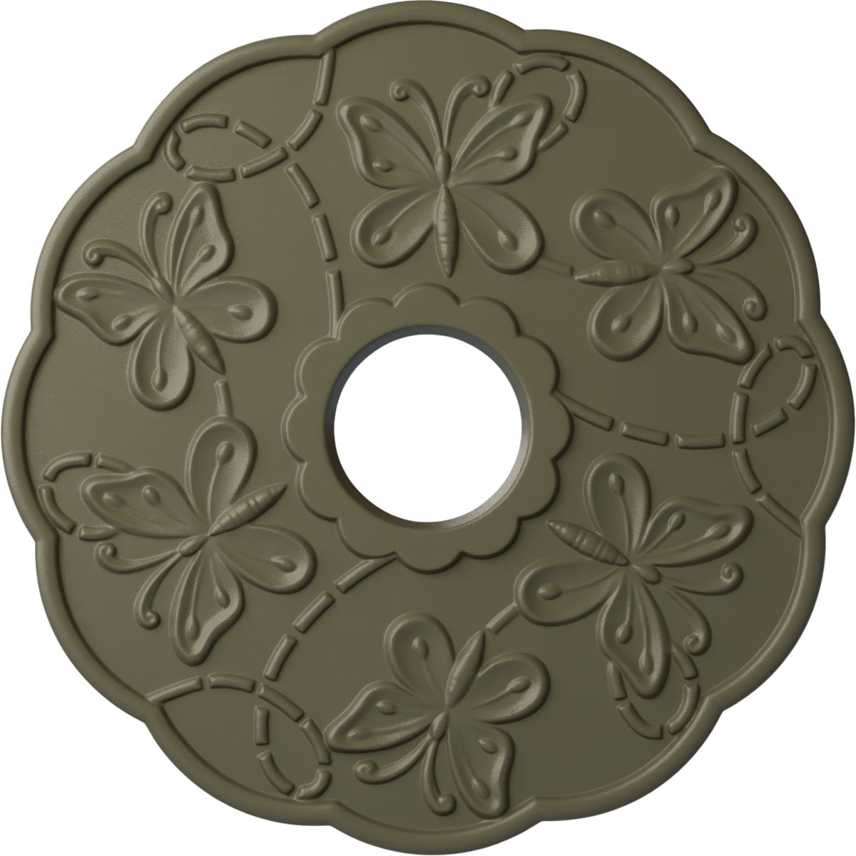 Ekena Millwork CM17TSSSF Terrones Butterfly 17.875-in W x 17.875-in L Painted Spartan Stone Polyurethane Whole Ceiling Medallion