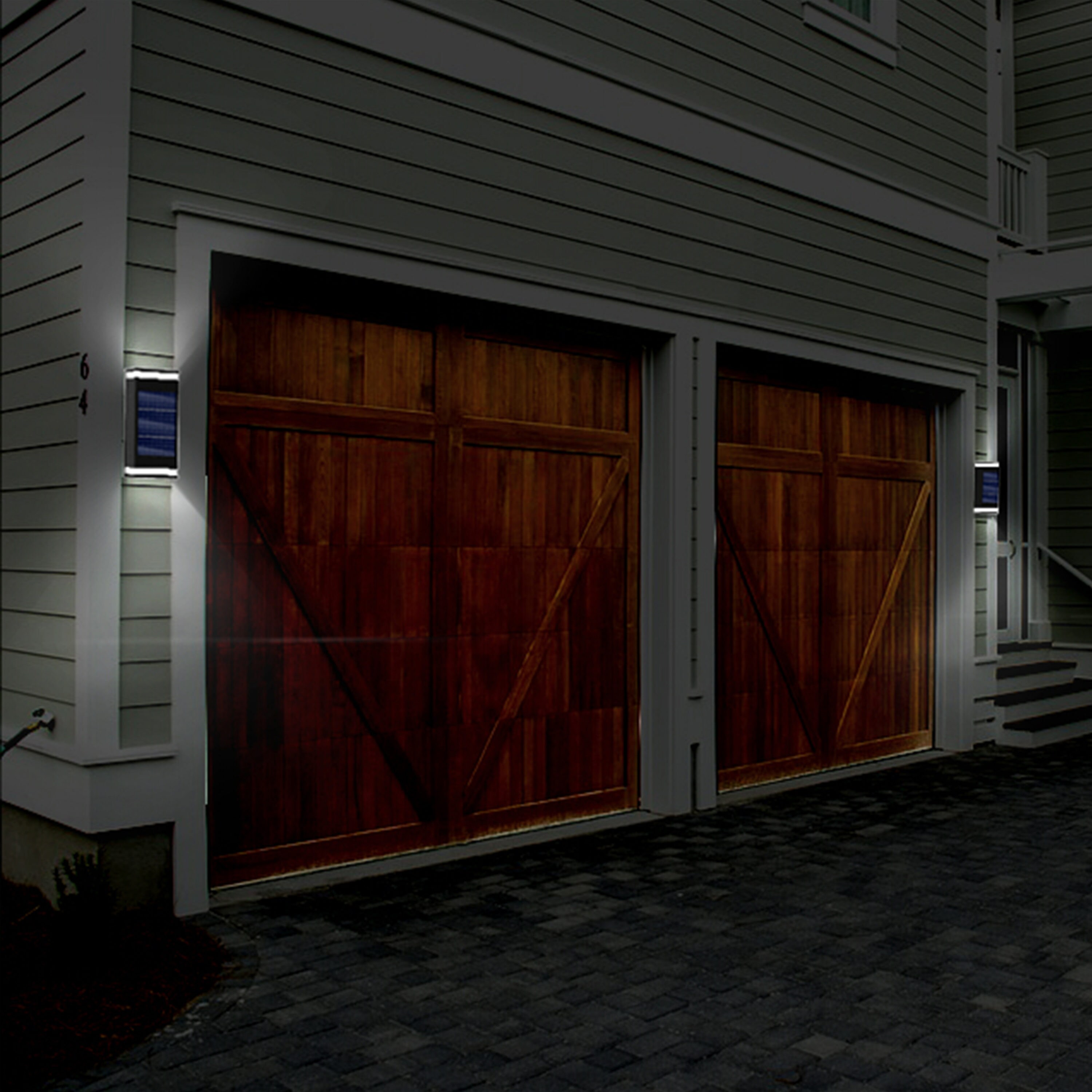 Black Dual-Direction Solar LED Outdoor Wall Sconce