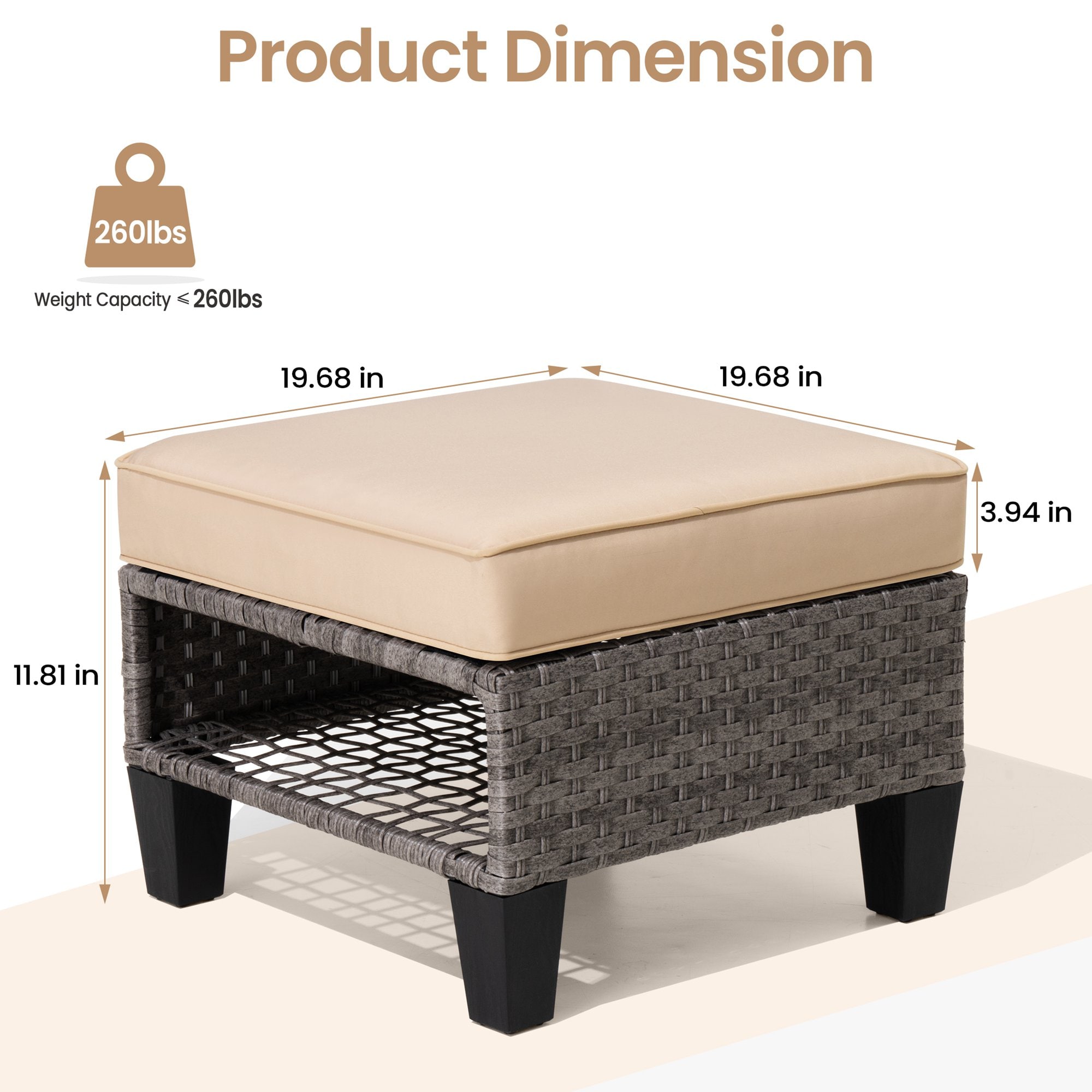 Crestlive Products CL-OM001BEI-2 Stools-Ottomans - View #5