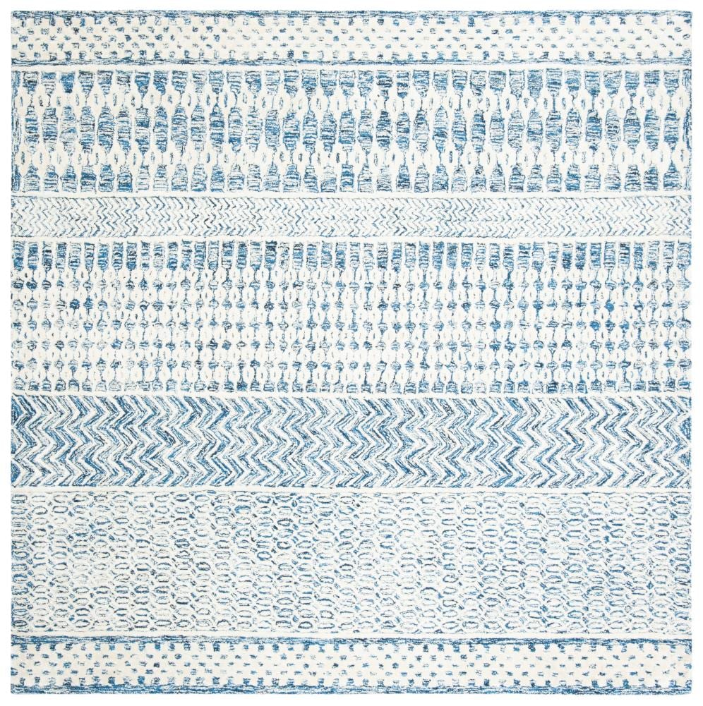 Safavieh GLM538N-6SQ Glamour Etta 6 x 6 (ft) Tufted Synthetic Navy/Ivory Square Indoor Geometric Bohemian/Eclectic Area rug