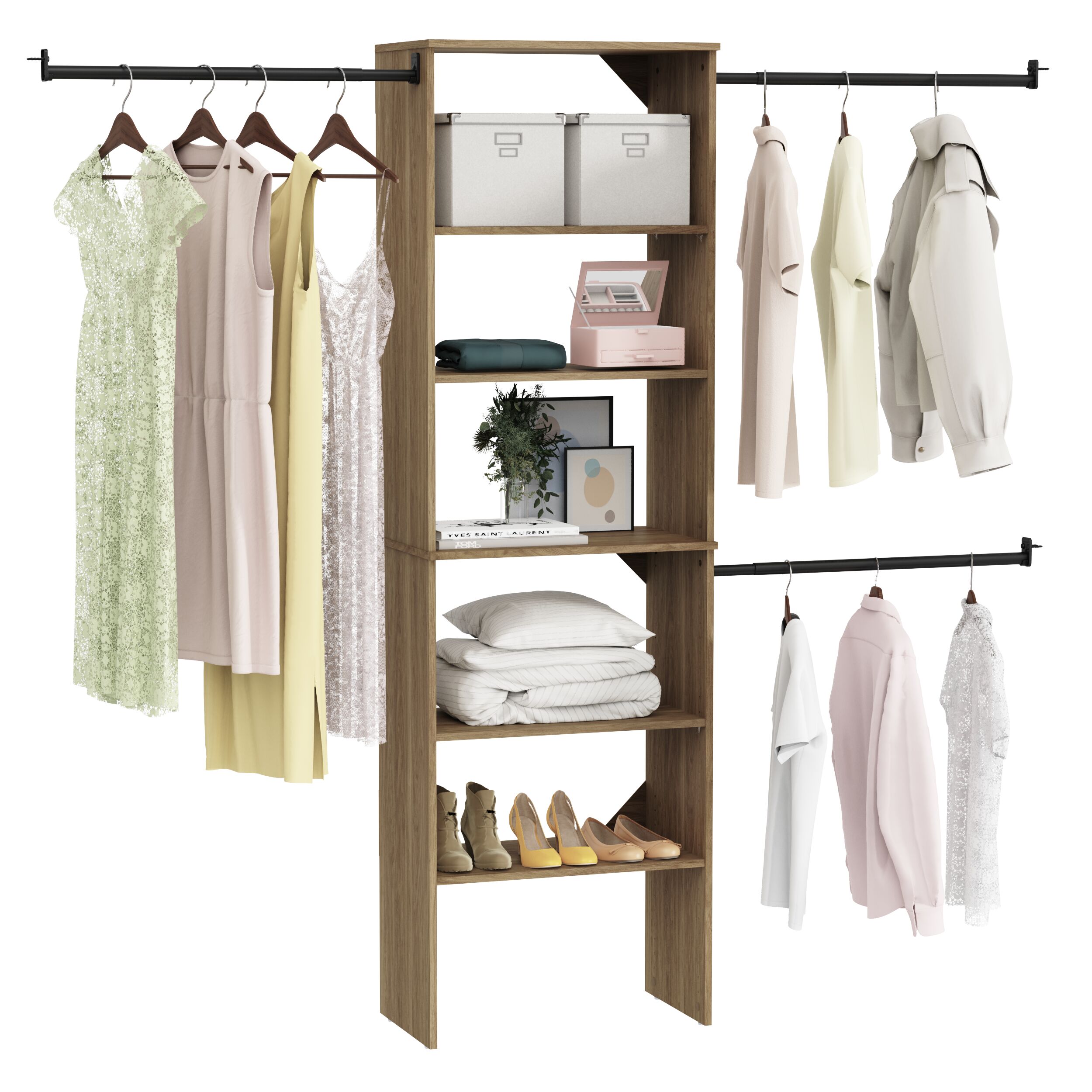 ClosetMaid BrightWood 5-ft to 10-ft W Tower system Sand Solid Shelving Wood Closet System