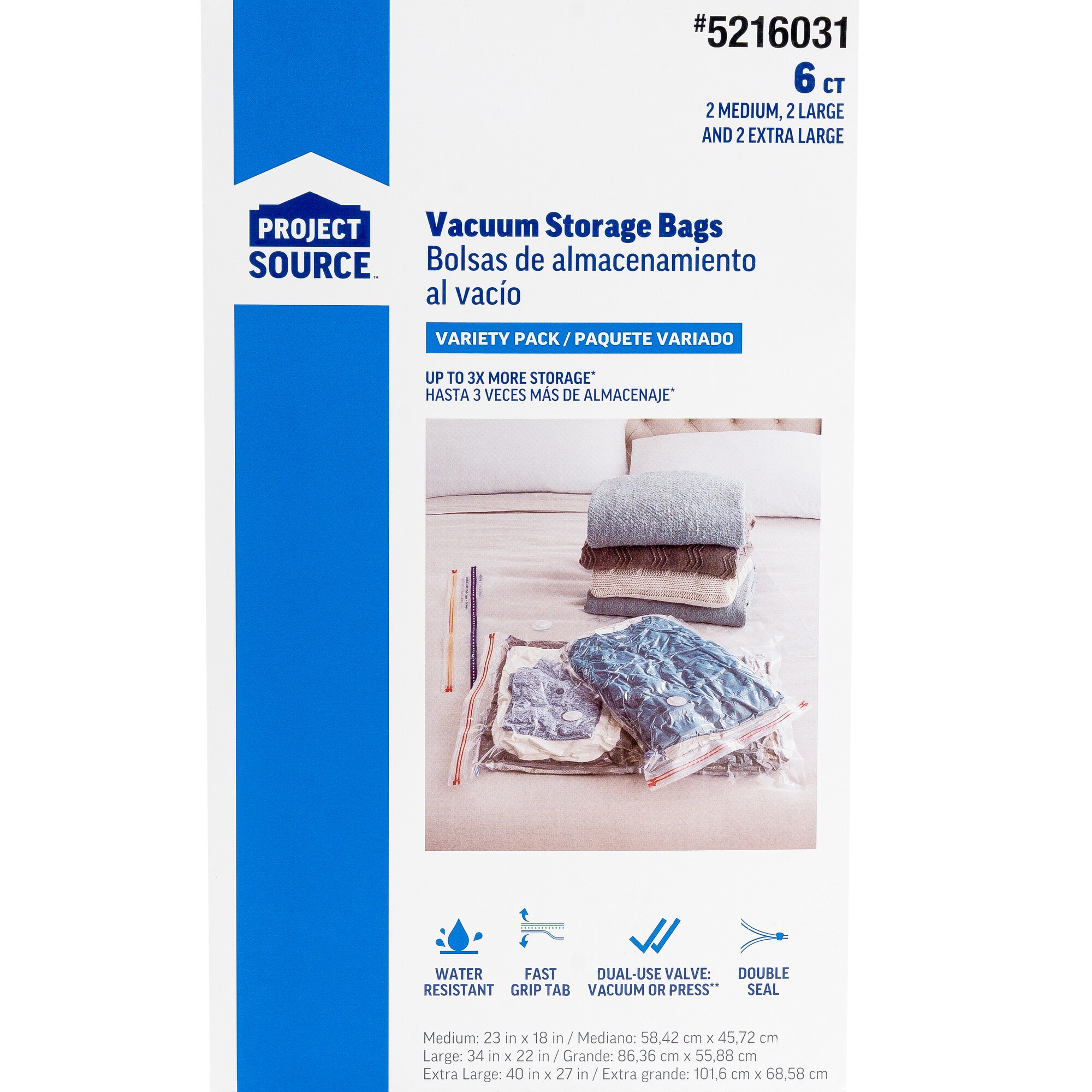 Project Source Variety Shrink-Pak 6-Count Vacuum Seal Storage Bags in Clear | 7052LWS-463