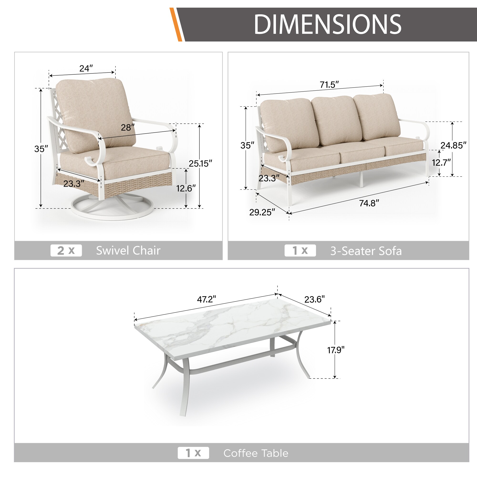 Sunshine Valley CP002-03-5-BE Patio-Conversation-Sets - View #9