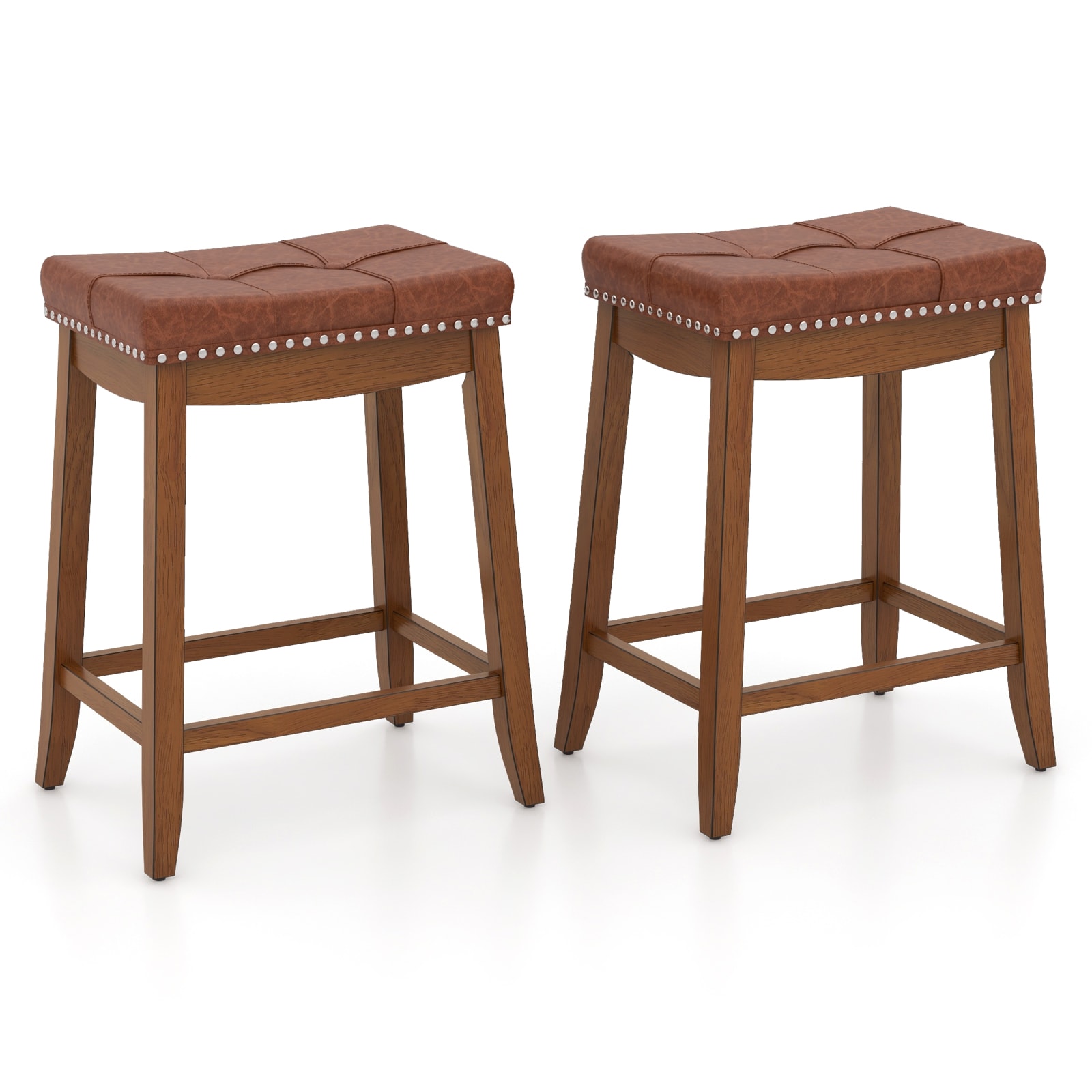  ID11966BN24 Brown 25-in H Counter height Upholstered Wood Bar Stool