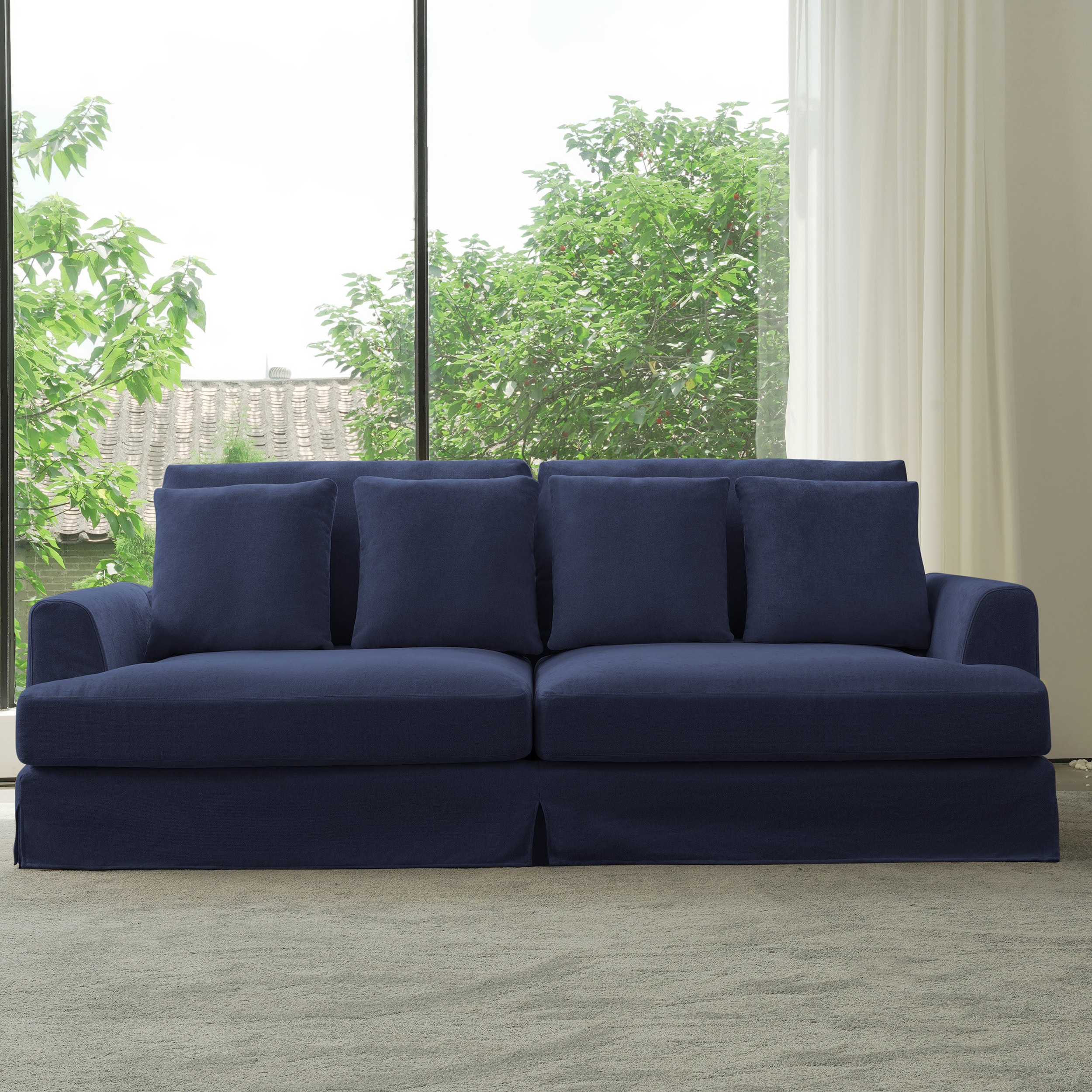  SQA-HALO-105A Sofa 102.4-in Casual Dark Blue Cotton 2 -seater Loveseat