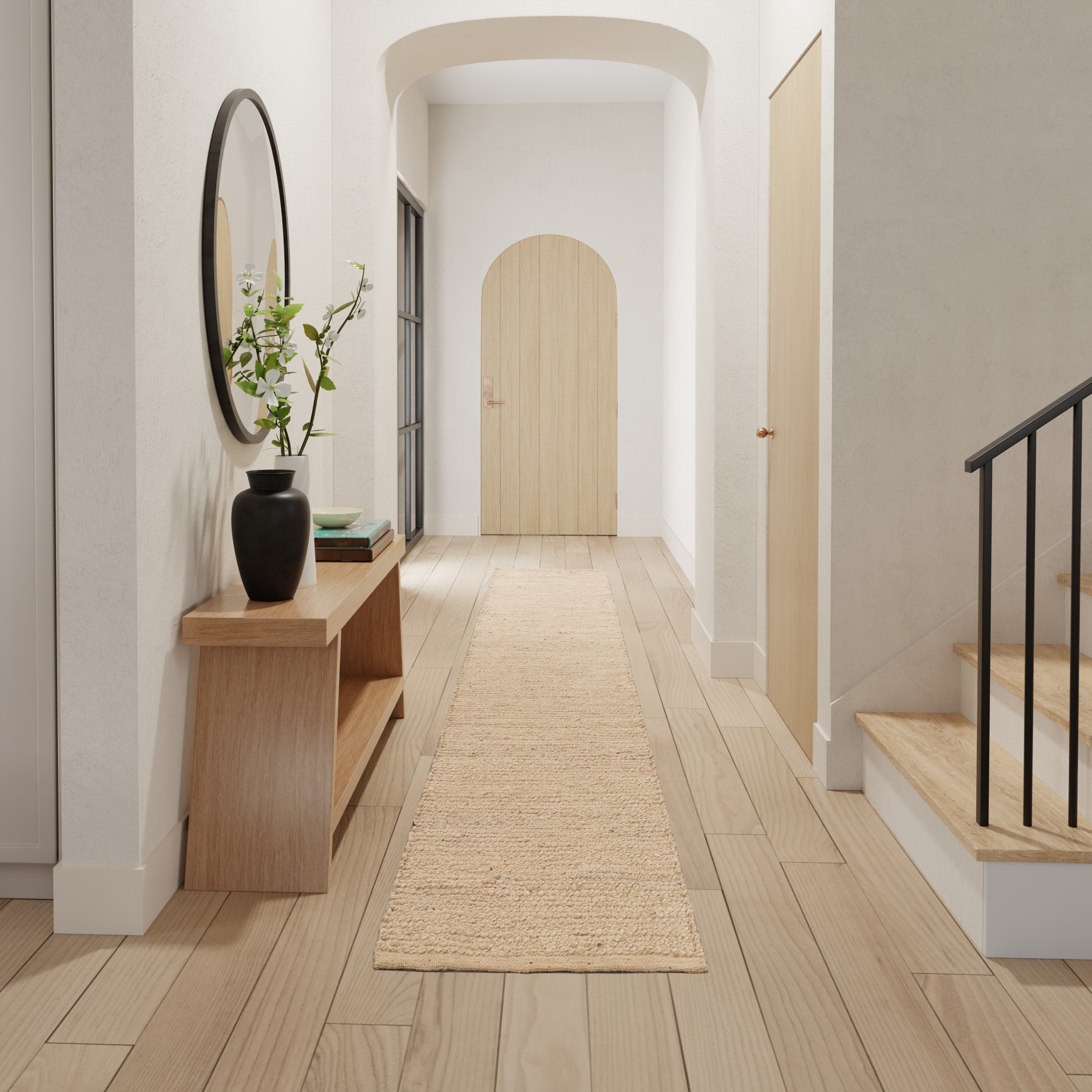 Nourison 099446131263 Natural Jute 2 x 8 (ft) Jute Bleached Rectangular Indoor Solid Farmhouse/Cottage Runner rug