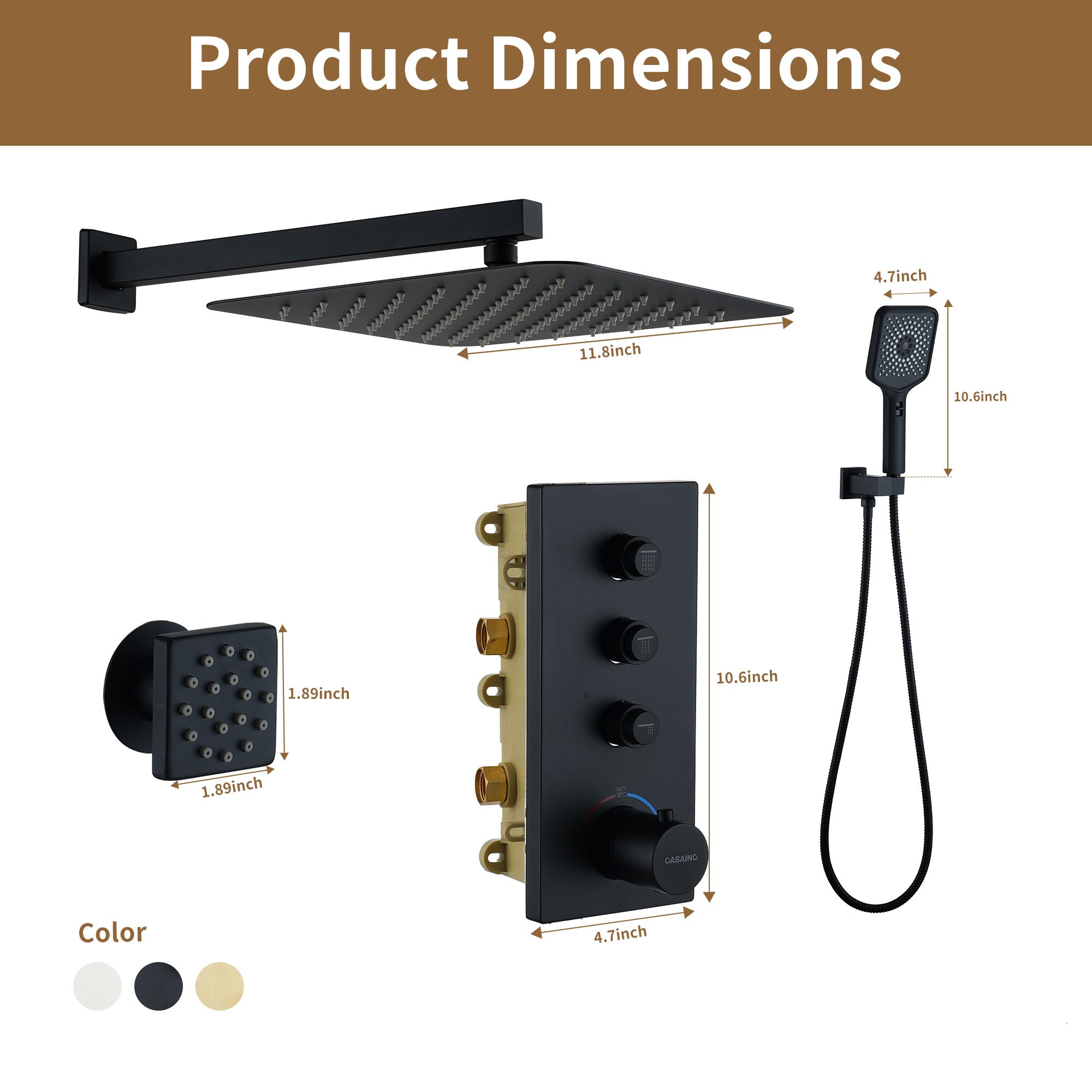 Clihome RCH-BAST8521B Showerhead-Bar-Panels - View #4