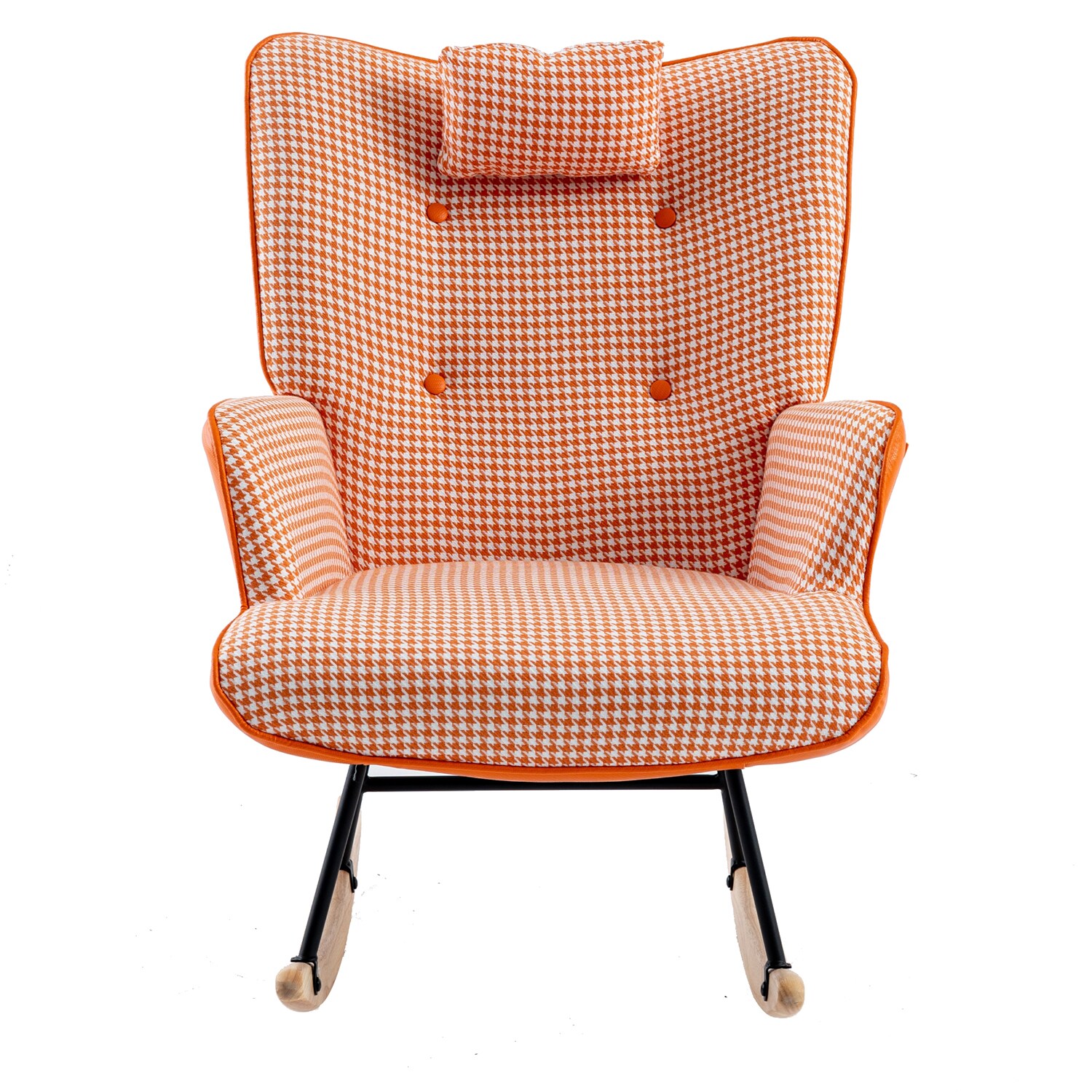 Modern Orange Linen Rocking Chair Leather | - SINOFURN SYA610040WT