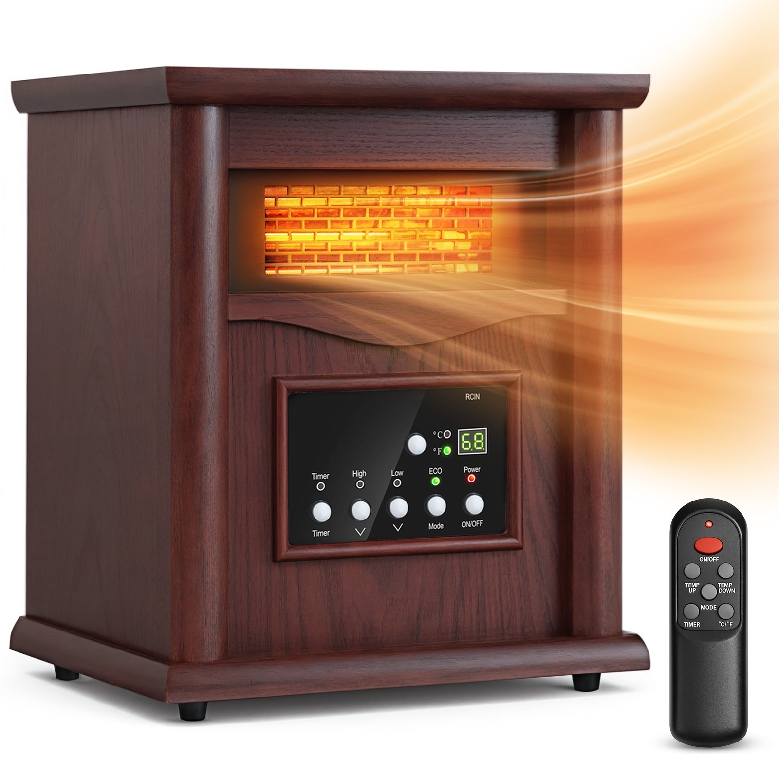 EdenDirect LW-GD9315BCW-3JA 1500 -Watt Quartz radiant Tower Indoor Electric Space Heater with Thermostat with Remote