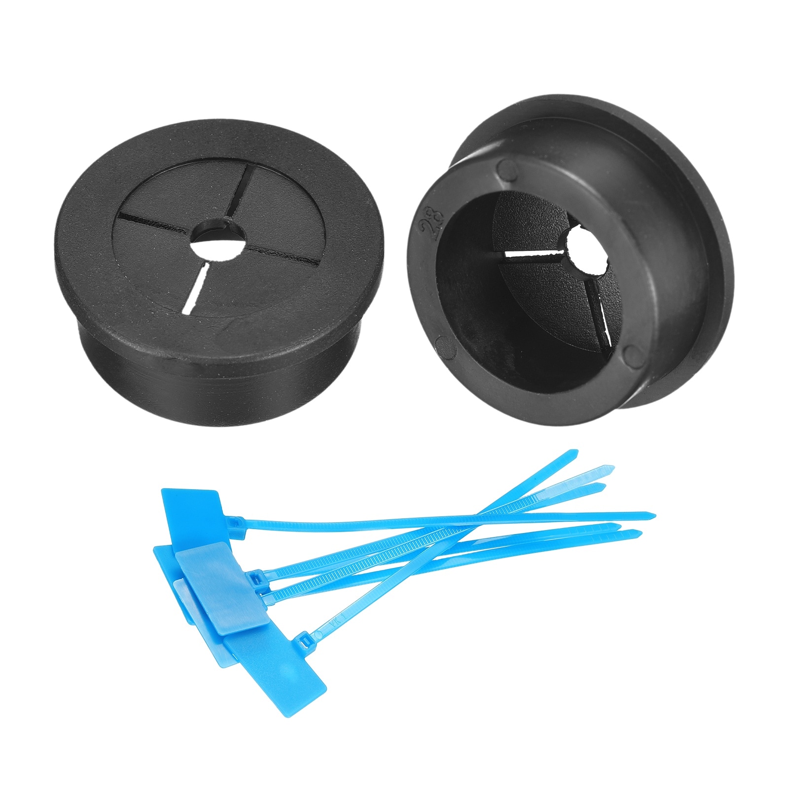 Unique Bargains 2pcs Cable Cord Grommet 1-1/8 Inch(28mm) Rubber Desk Grommets Wire Pass Through Hole Cover with Marked Cable Ties for Home Office Cable Wire Protection Black #S26030600UX4365
