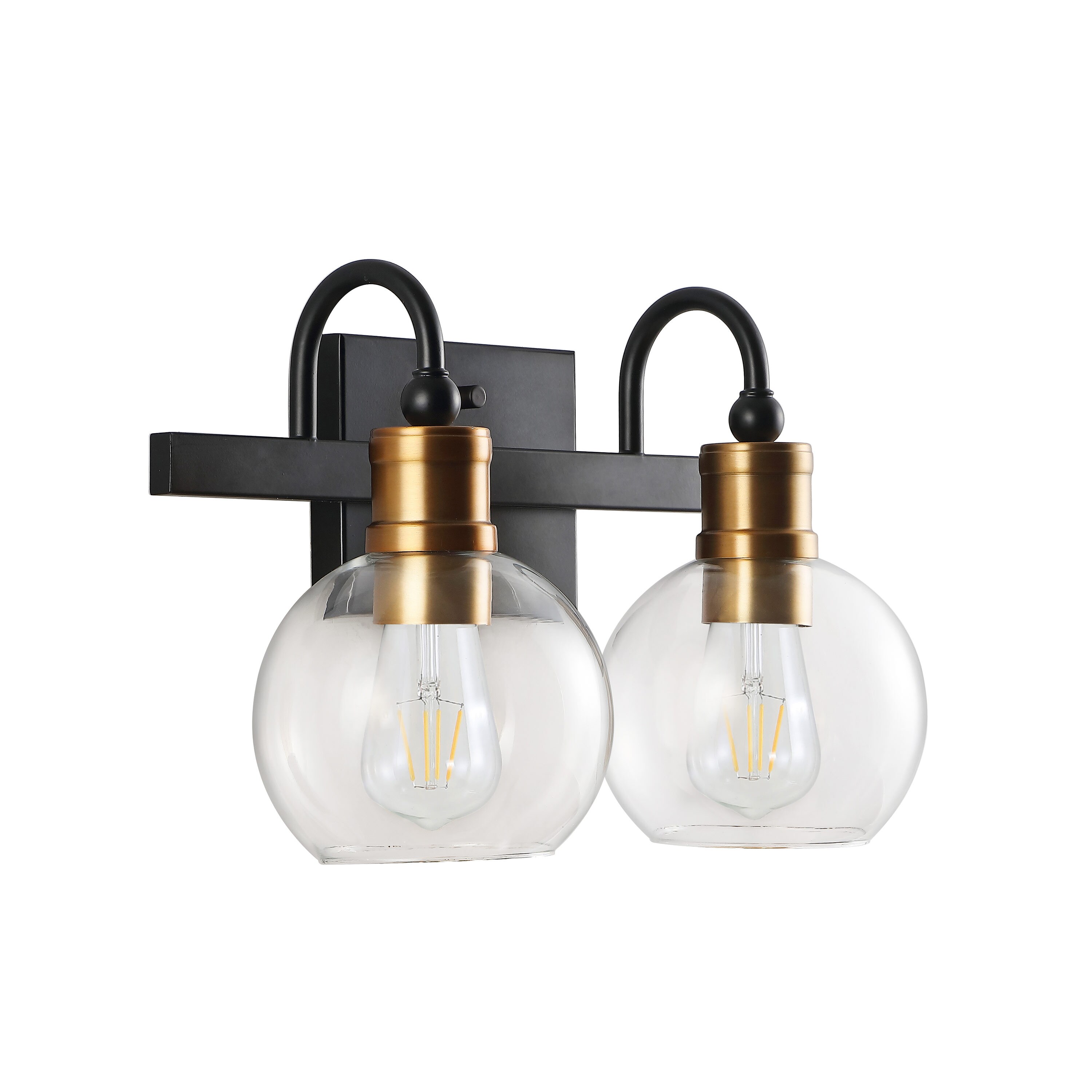 Marais 14.5" Black and Brass Iron Bathroom Vanity Light