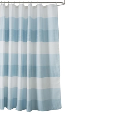 Polyester Blue Solid Shower Curtain, Madison Park Spa Waffle Shower Curtain Aqua