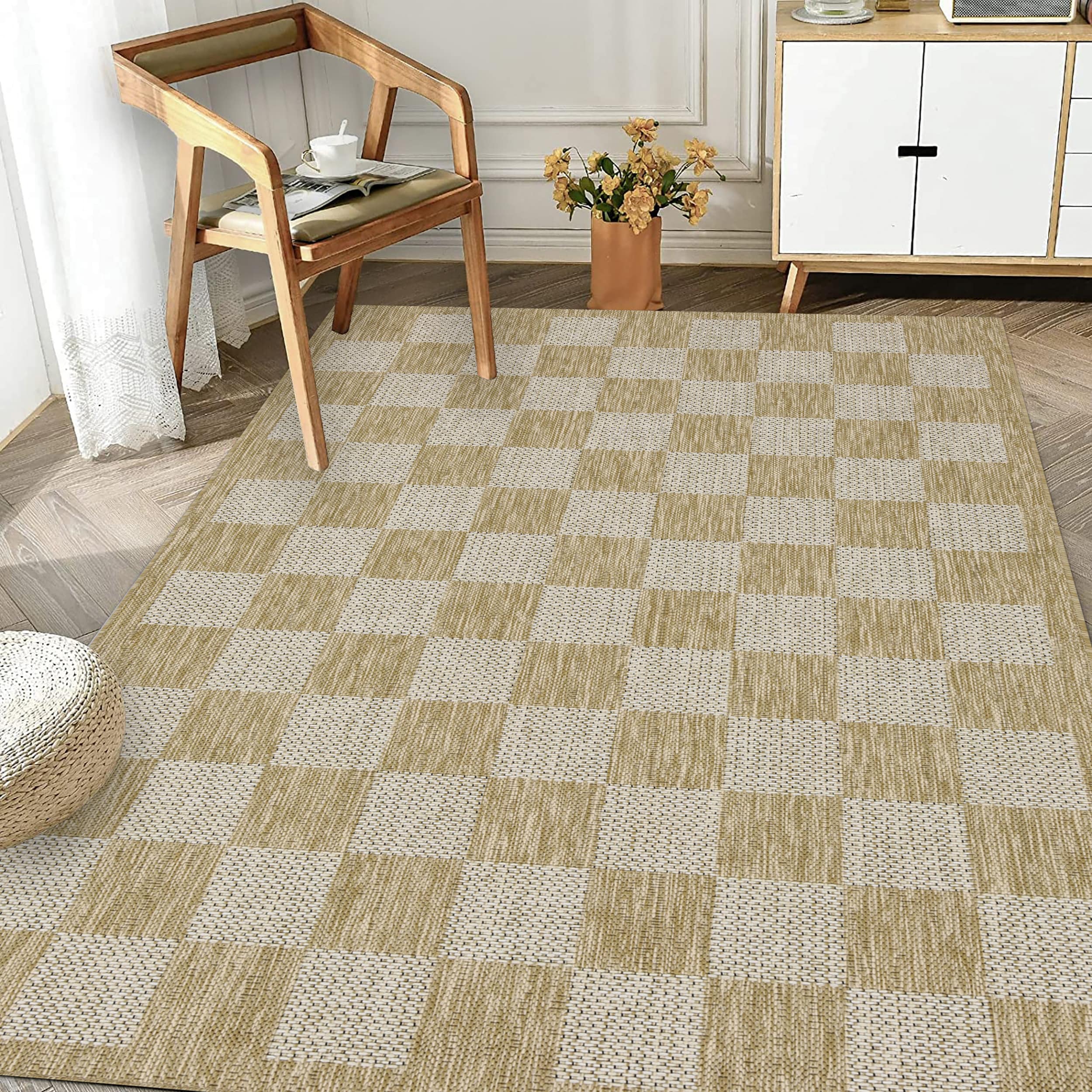 Playa Rug PLY-DAY-JUT-IVO-4X6 4 x 6 (ft) Sisal Daisy-Natural Ivory Rectangular Indoor/Outdoor Geometric Area rug