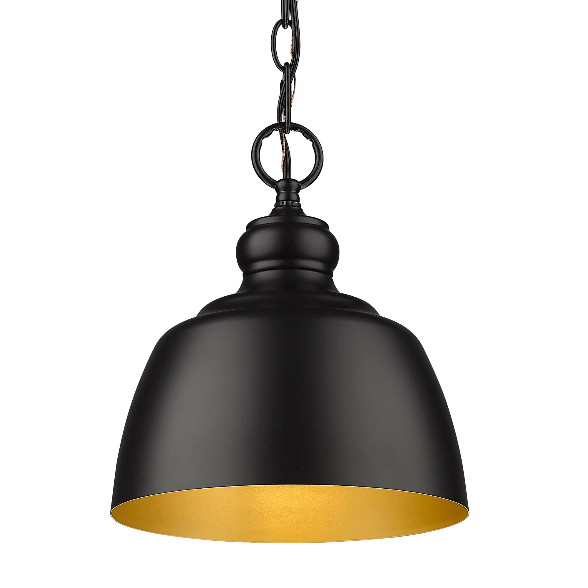 Holmes Matte Black Mini Pendant Light with Bronze Accents