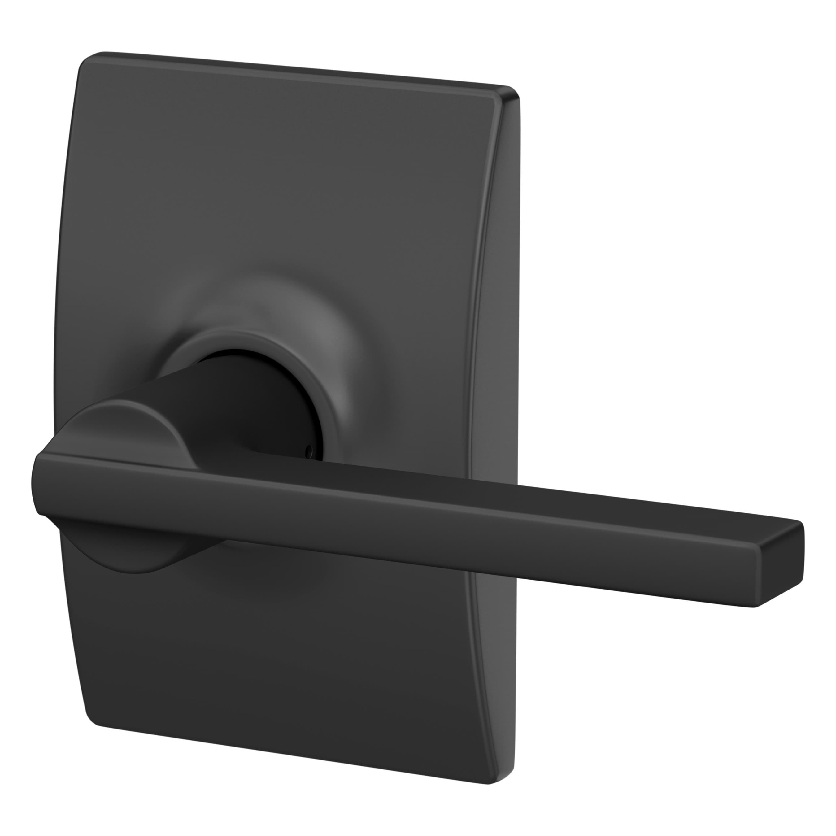 Matte Black Latitude Passage Door Lever with Century Trim