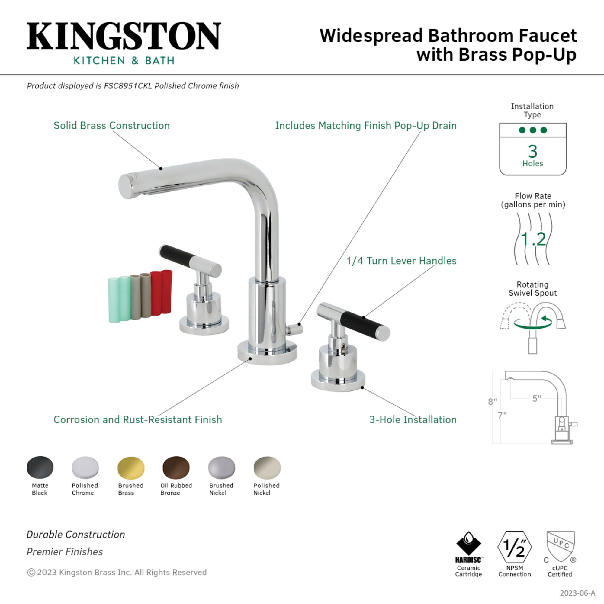 Kingston Brass WLFSC8951CKL Lavatory-Faucets - View #3