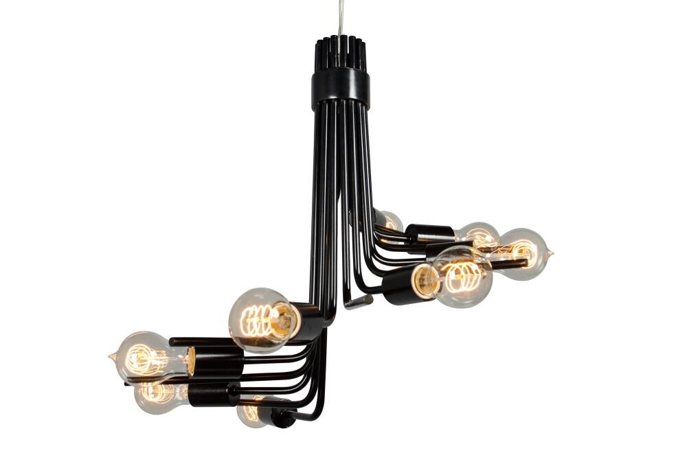 Varaluz 219C08BL Socket-To-Me 8 -Light Black Transitional For Use in Bathrooms, Bedrooms, Dining Rooms, Foyers, Kitchens, Living Rooms Chandelier