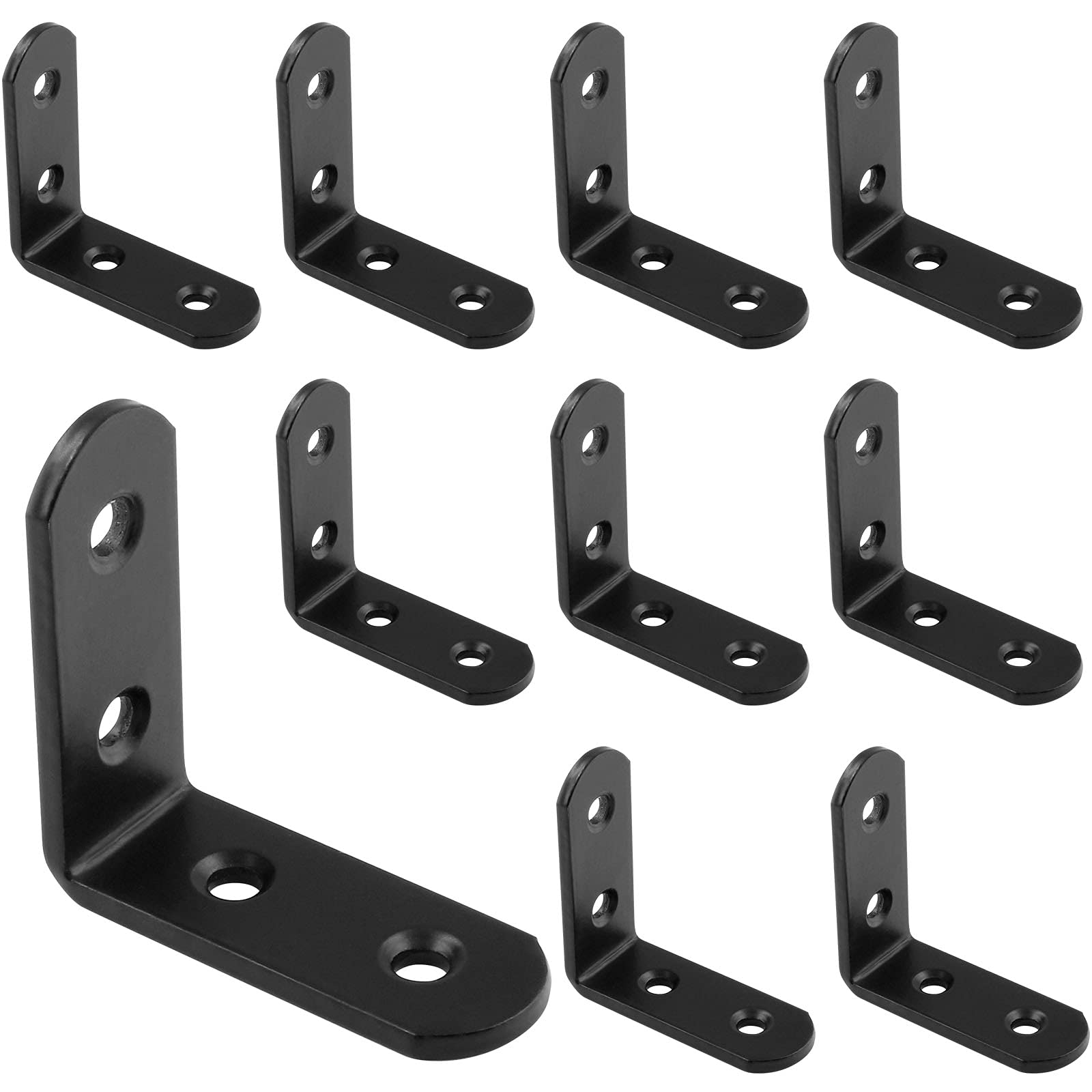 Yichuhaoxi  8 Piece L Bracket Right Angle Corner Brace Stainless Steel 2 by 2 Inch Black 90 Degree Shelf Support with Screws for Furniture Shelves