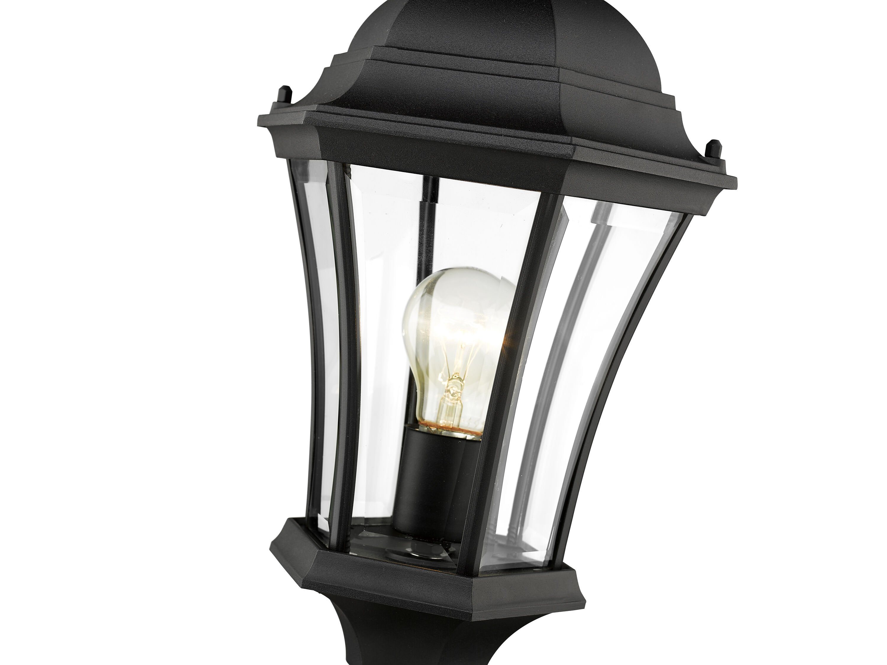 Black Aluminum Traditional Outdoor Pier Mount Light with Clear Glass