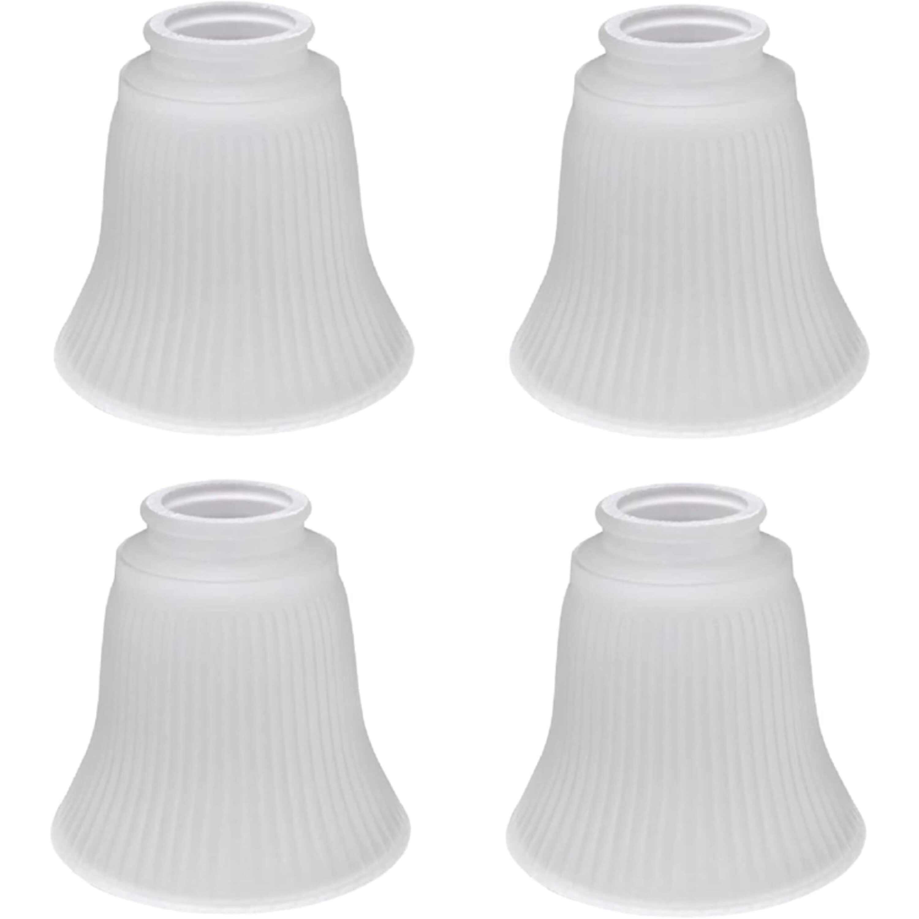 Aspen Creative Corporation 23036-4 5.375-in x 4.75-in Bell Frosted Ribbed Ribbed glass Ceiling fan light shade with 2-1/8-in Fitter (Setscrew Fitter)