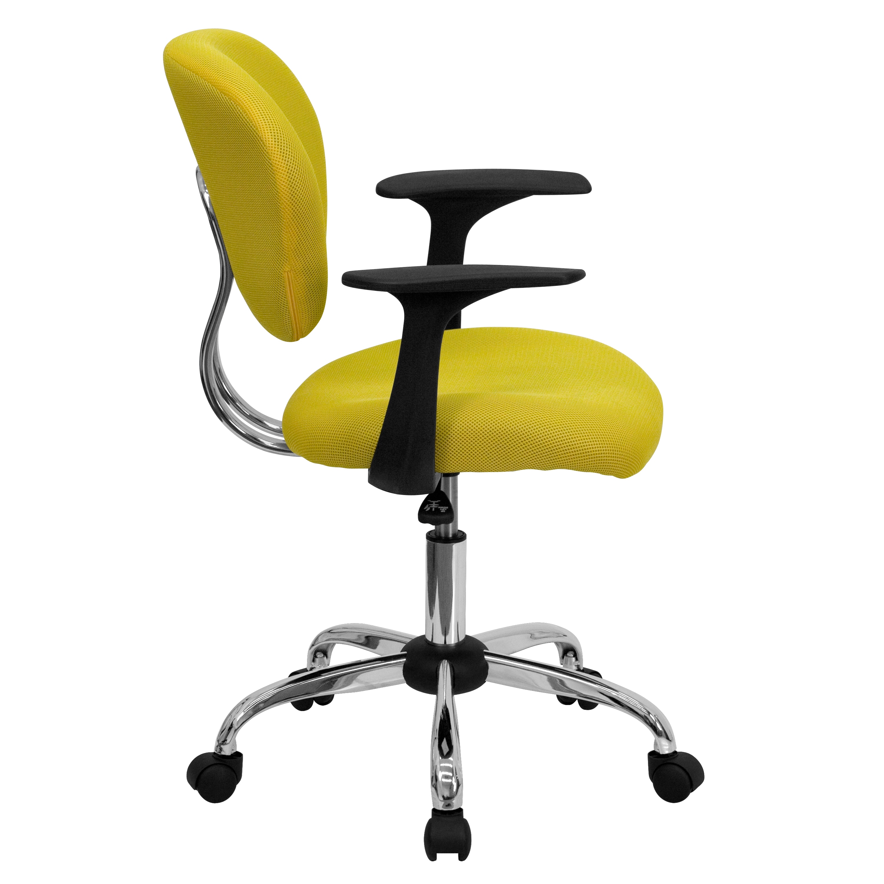 Ergonomic Mid-Back Mesh Task Chair in Vibrant Yellow with Metal Base