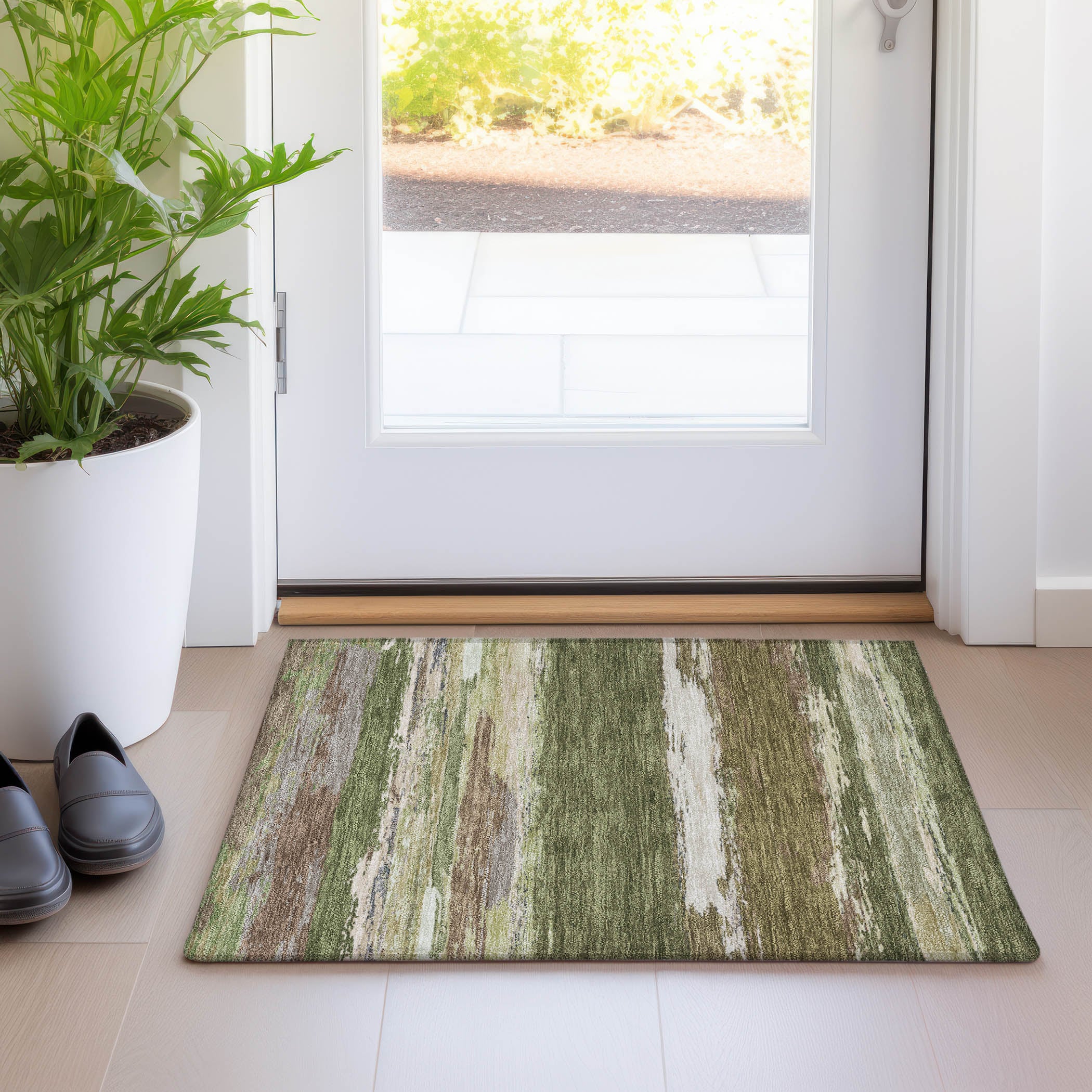 Addison Rugs ACN1284OL20X30 Chantille ACN1284OL 2 x 3 (ft) Olive Rectangular Indoor/Outdoor Geometric Machine washable Pet Friendly Area rug