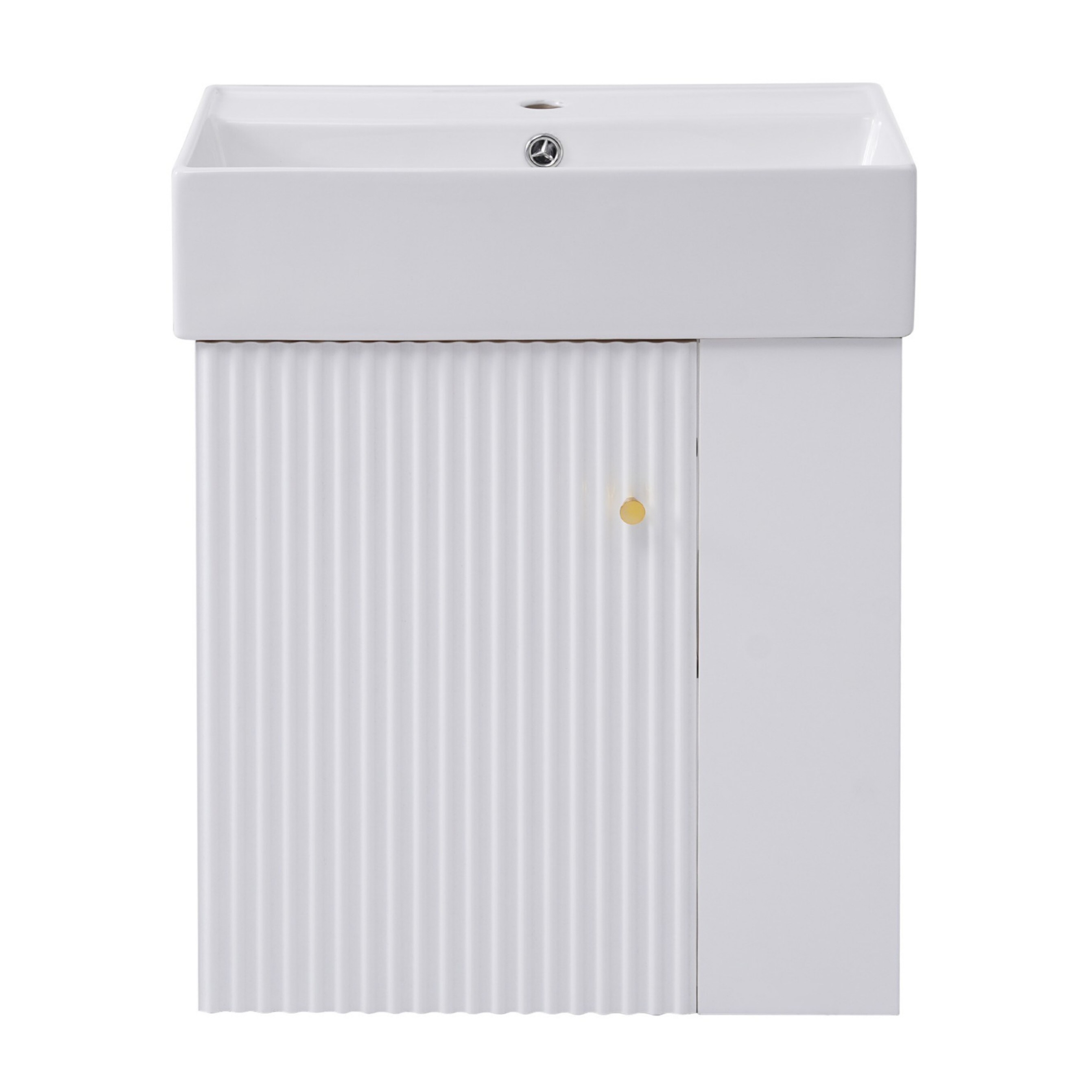 Tatayosi JL-18757AAK Modern Floating Bathroom Vanity with Ceramic Basin - Perfect for Small Bathrooms Right side storage